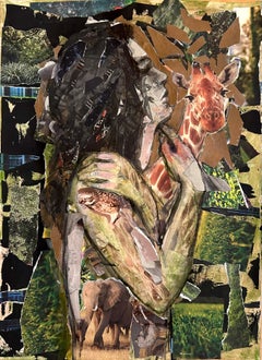 Eva, mujer, naturaleza, animales elefante jirafa