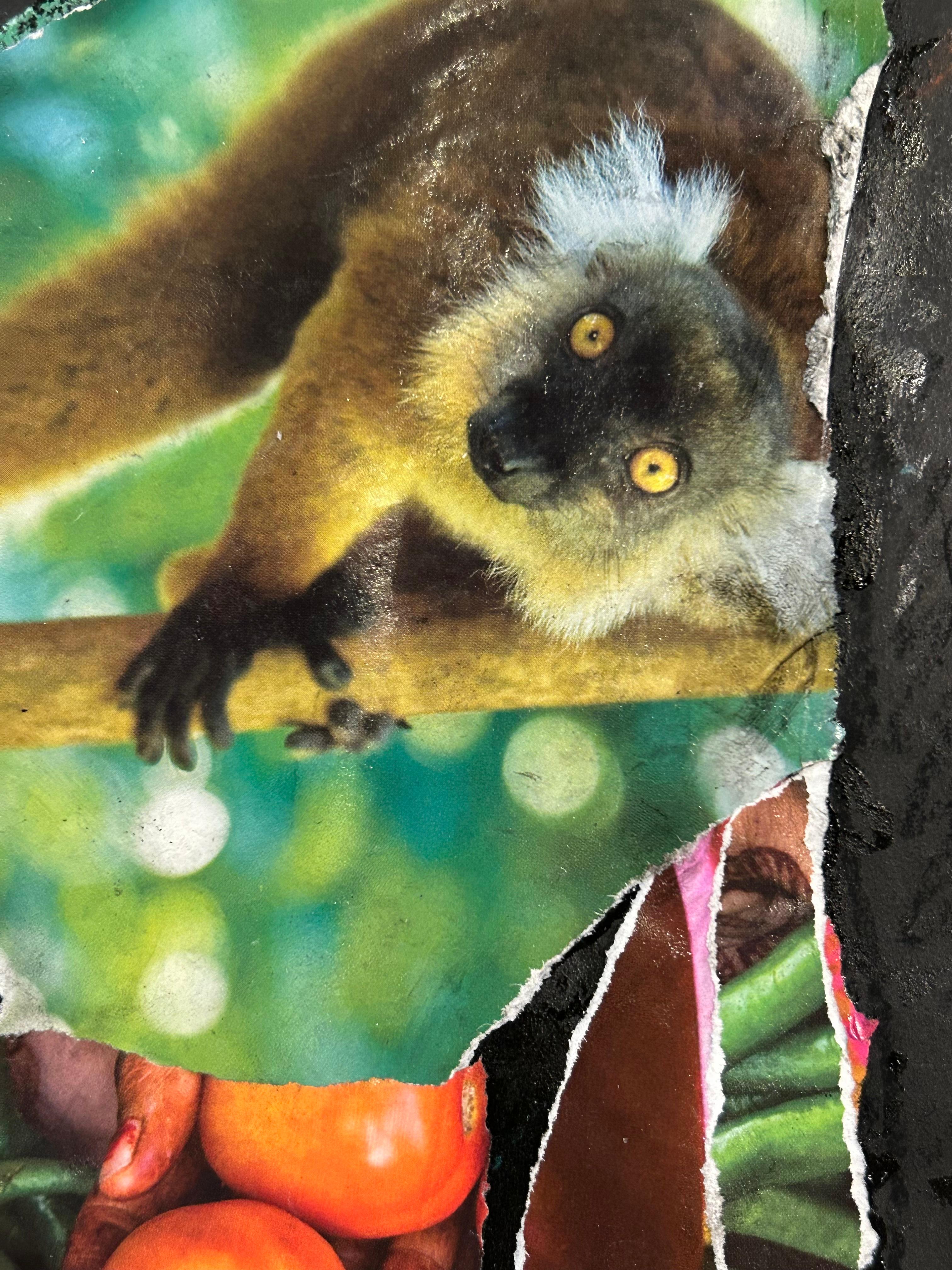 Danseur, figure nue noire avec collage coloré en vente 1