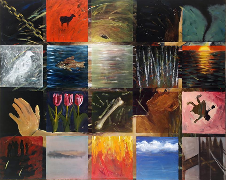 Animal Painting di Audrey Anastasi - Cielo e Terra, griglia colorata, natura, cielo acqua fiore animale