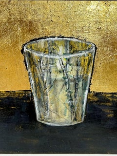 Memorial, yahrzeit candle, gold leaf, trees
