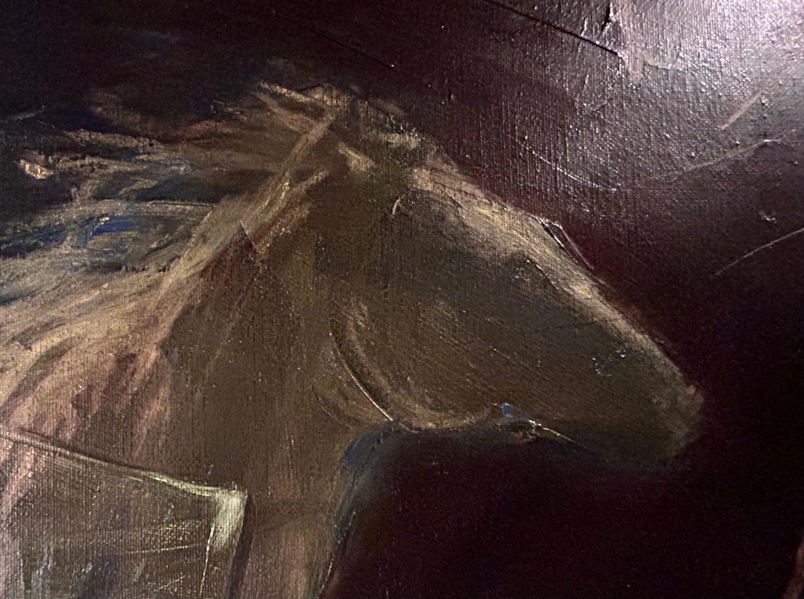 Caballo corredor pintura animal abstracta con caniche y referencia a GertrudeStein - Animal Painting Negro de Audrey Anastasi