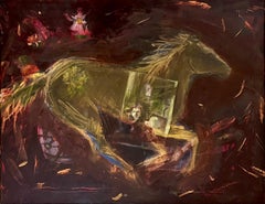 Caballo corredor pintura animal abstracta con caniche y referencia a GertrudeStein