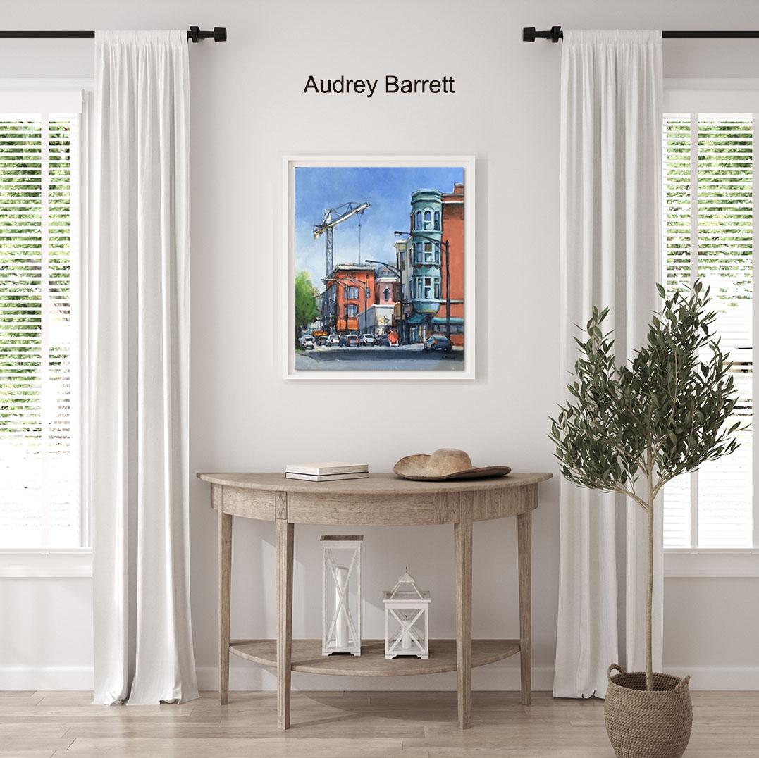 RISING OLD TOWN (RARE EN VENTE DE LA MAISON) - Painting de Audrey Barrett