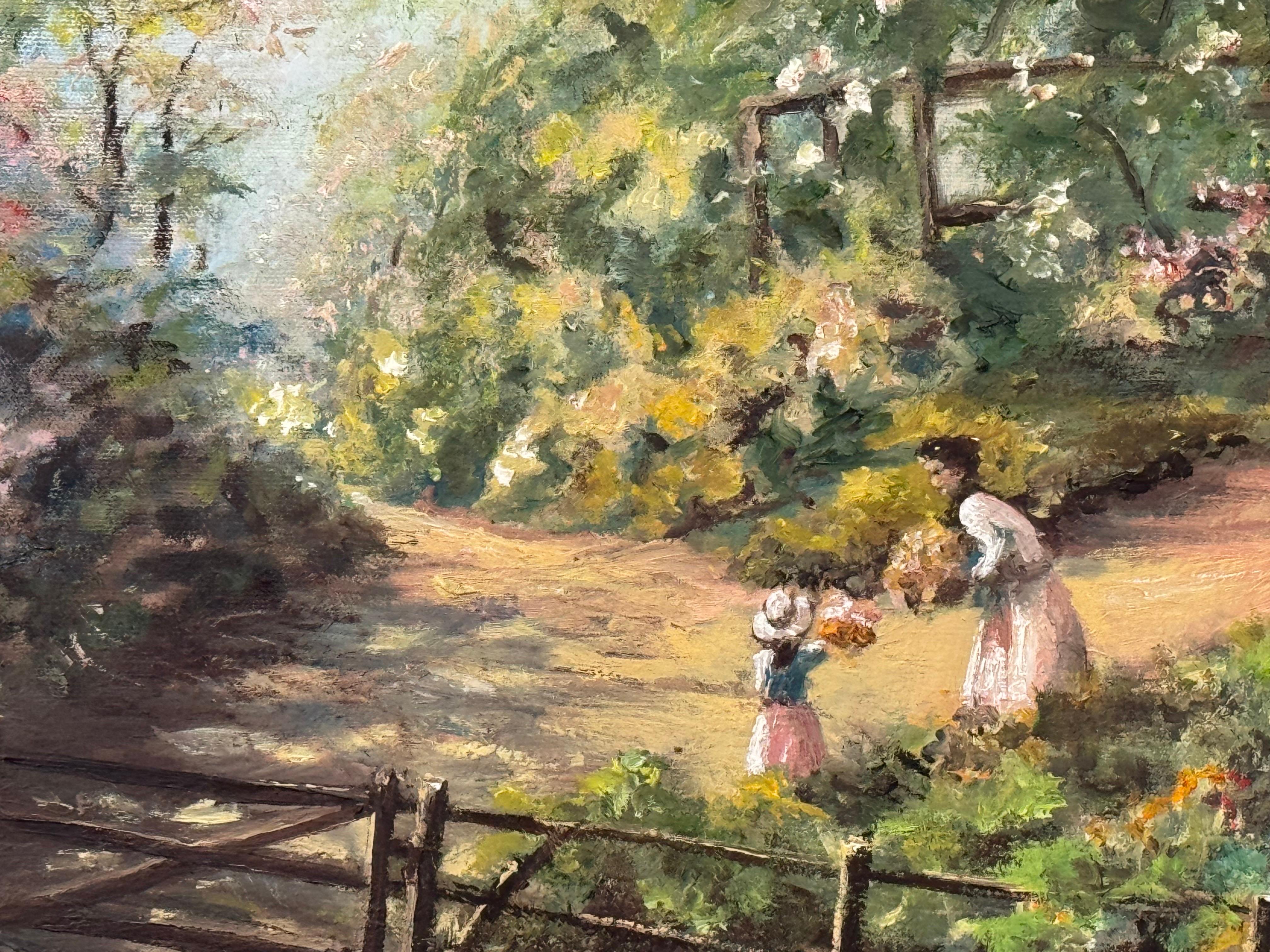 Madre & Child recogiendo flores silvestres en el campo de Irlanda por un artista irlandés 9