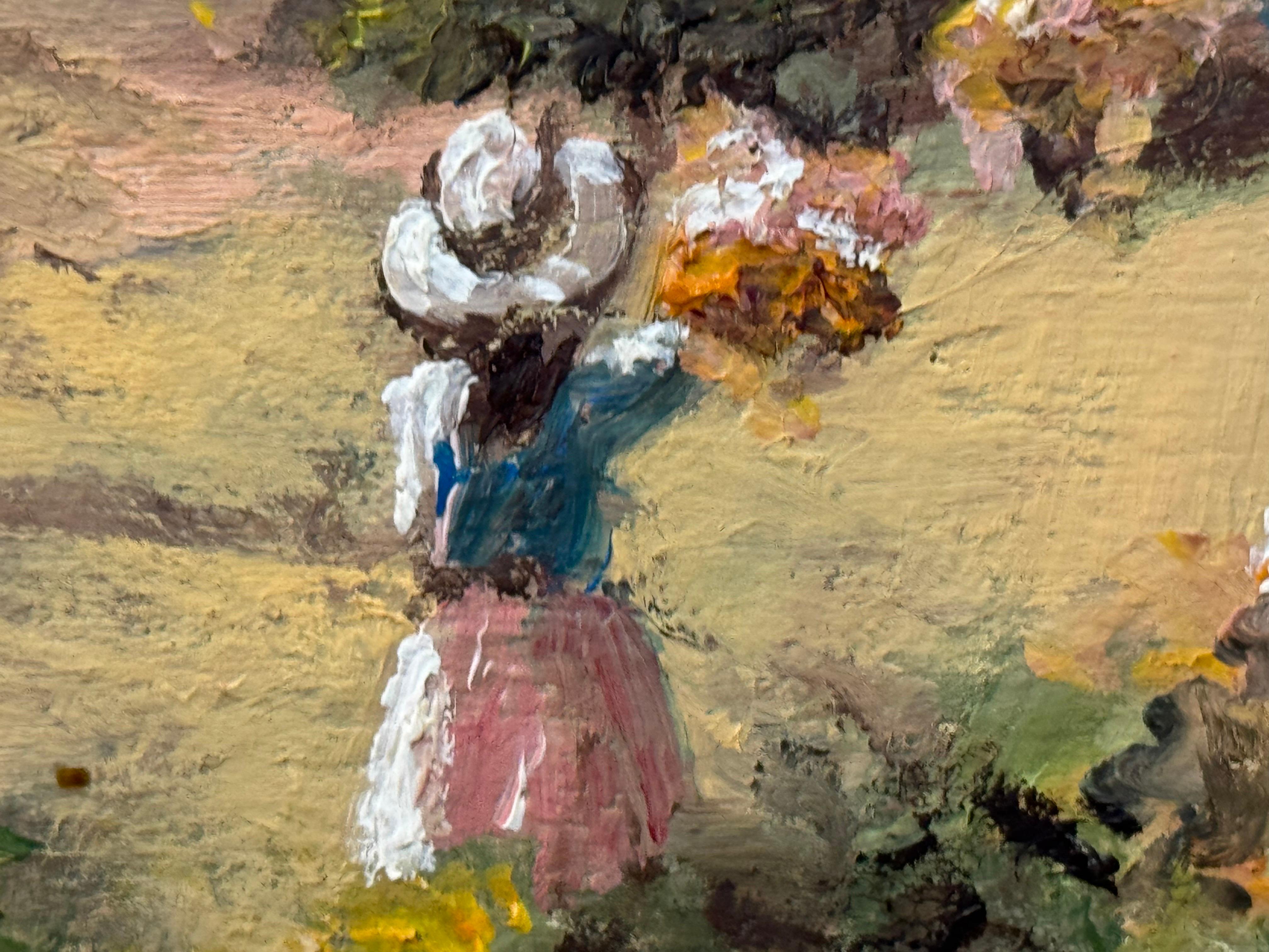 Madre & Child recogiendo flores silvestres en el campo de Irlanda por un artista irlandés

Medidas de la obra 22 x 16 pulgadas 
El marco mide 27 x 21 pulgadas 


