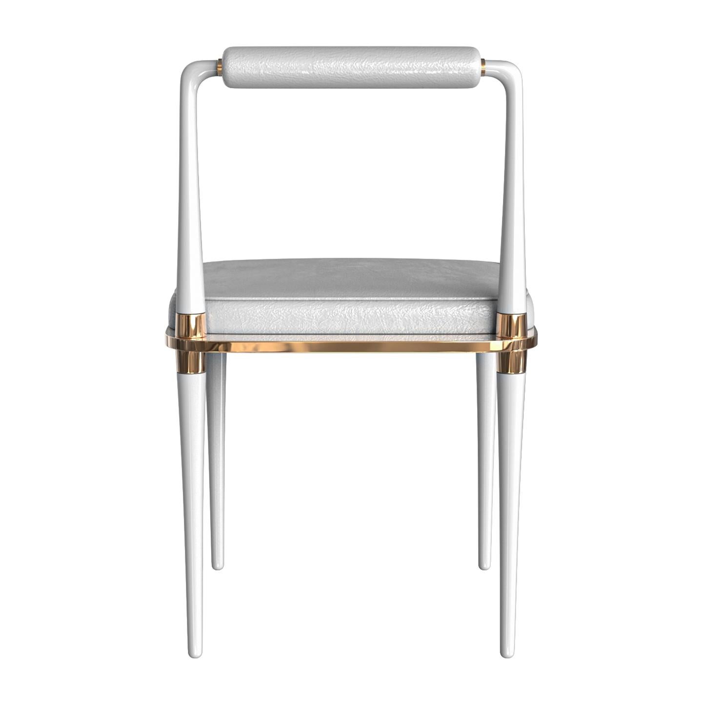 „Audrey“-Stuhl, achtteilig, Edelstahl, Bronzedetails, Istanbul im Angebot 4