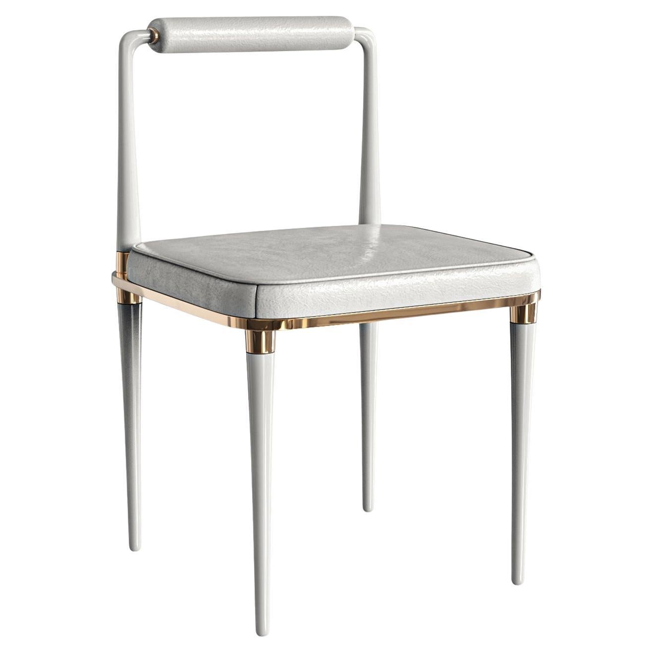 "Audrey" Chair, Set of Eight, Stainless Steel, Bronze Details, Istanbul
