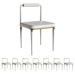 Sedia "Audrey", set di otto, acciaio inossidabile, dettagli in bronzo, Istanbul