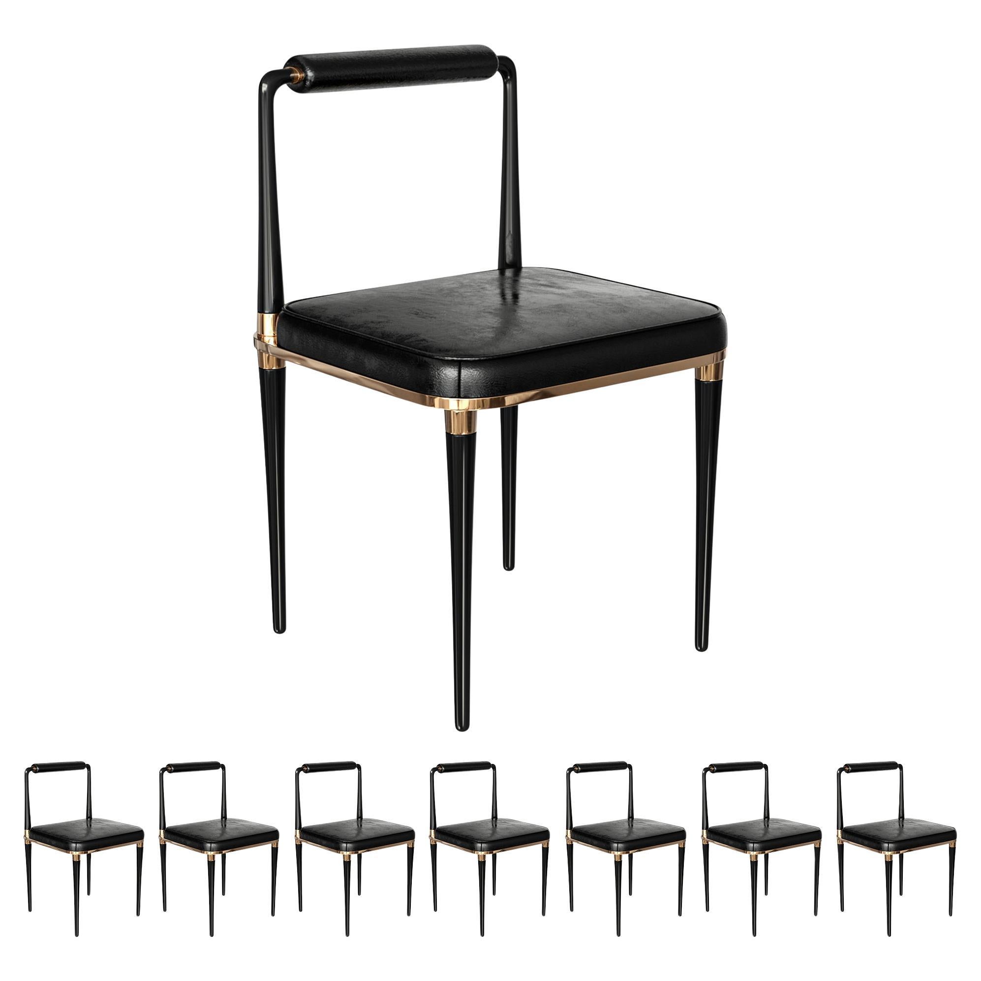 „Audrey“-Stuhl, achtteilig, Edelstahl, Bronzedetails, Istanbul