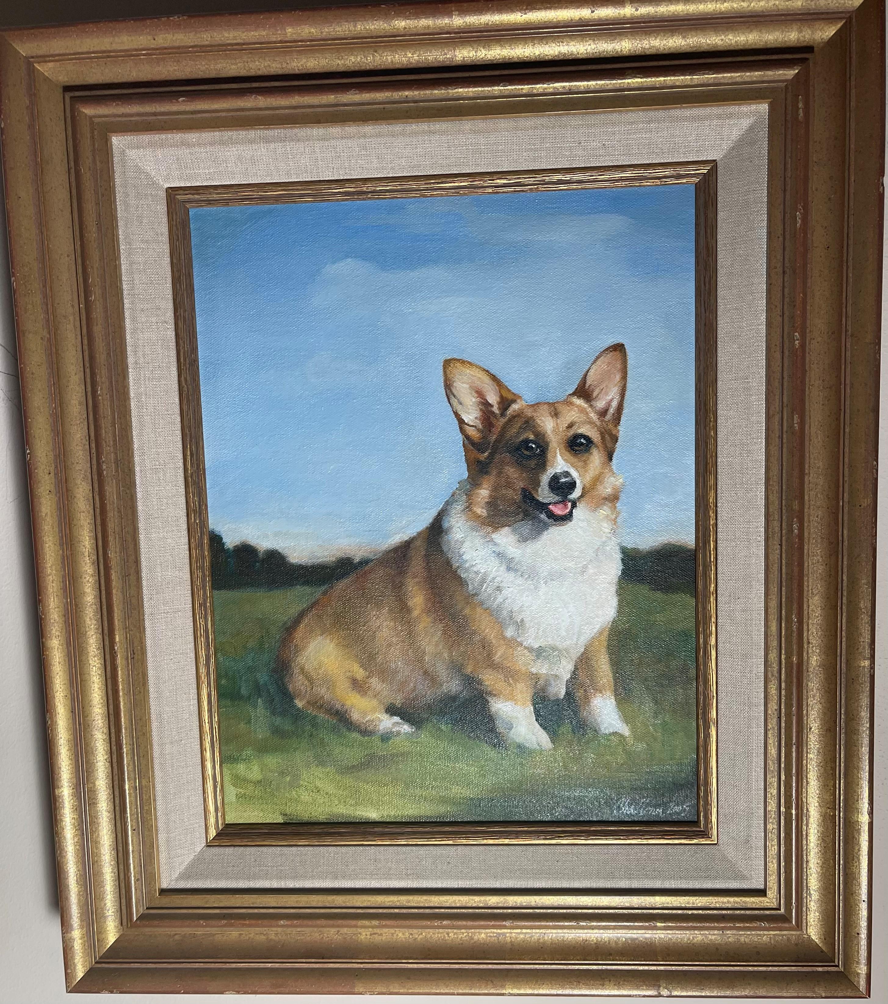 Das charmante Corgi-Gemälde von Audrey Challoner-Desjardins ist ein Muss für jeden Corgi-Liebhaber.   Audrey Challoner-Desjardins verewigt die Persönlichkeit ihrer Sujets und porträtiert in ihren Hundebildern das geliebte Haustier ihres Besitzers
