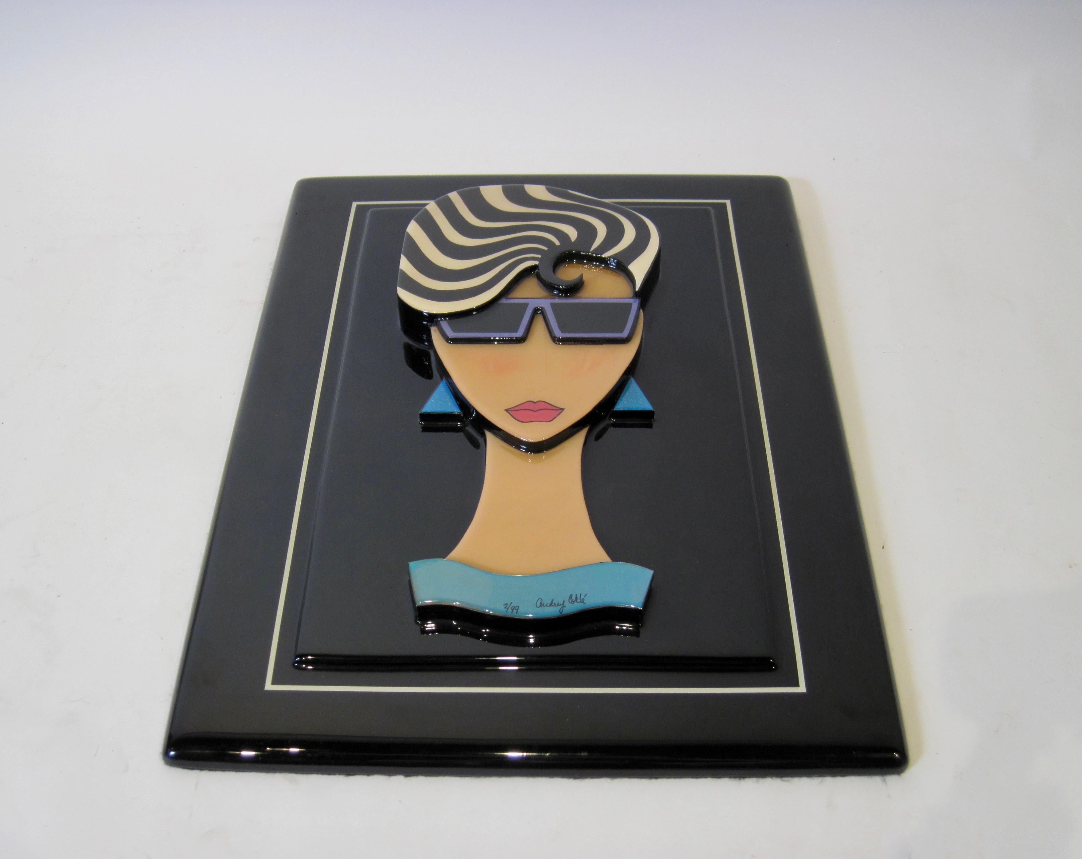 Postmodern Resin Relief Wall Sculpture, Audrey Cohlé Signed and Numbered For Sale 1