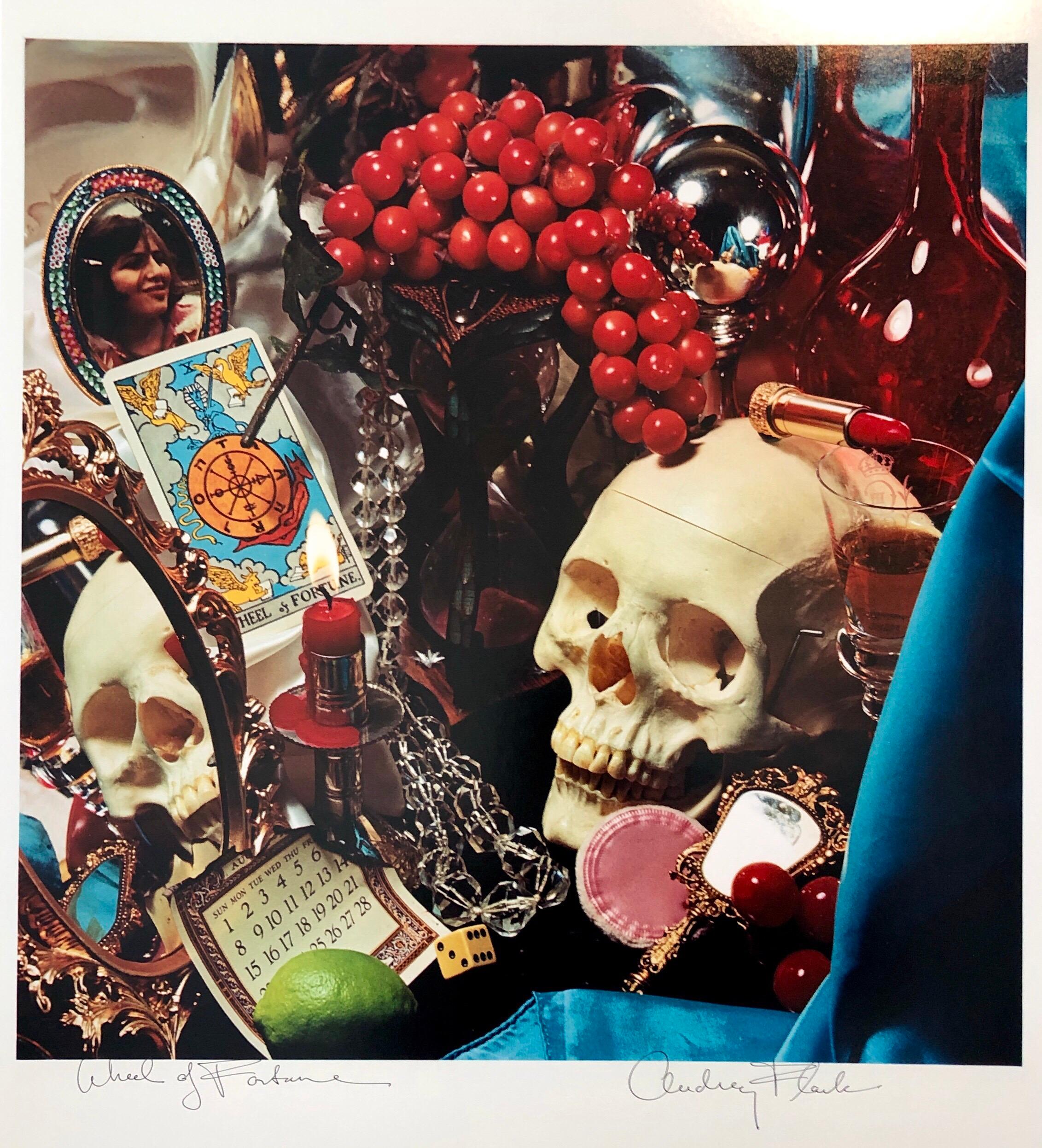 Pop Art Color Photograph Dye Transfer Print Audrey Flack Tarot Card, Skull Photo For Sale 1