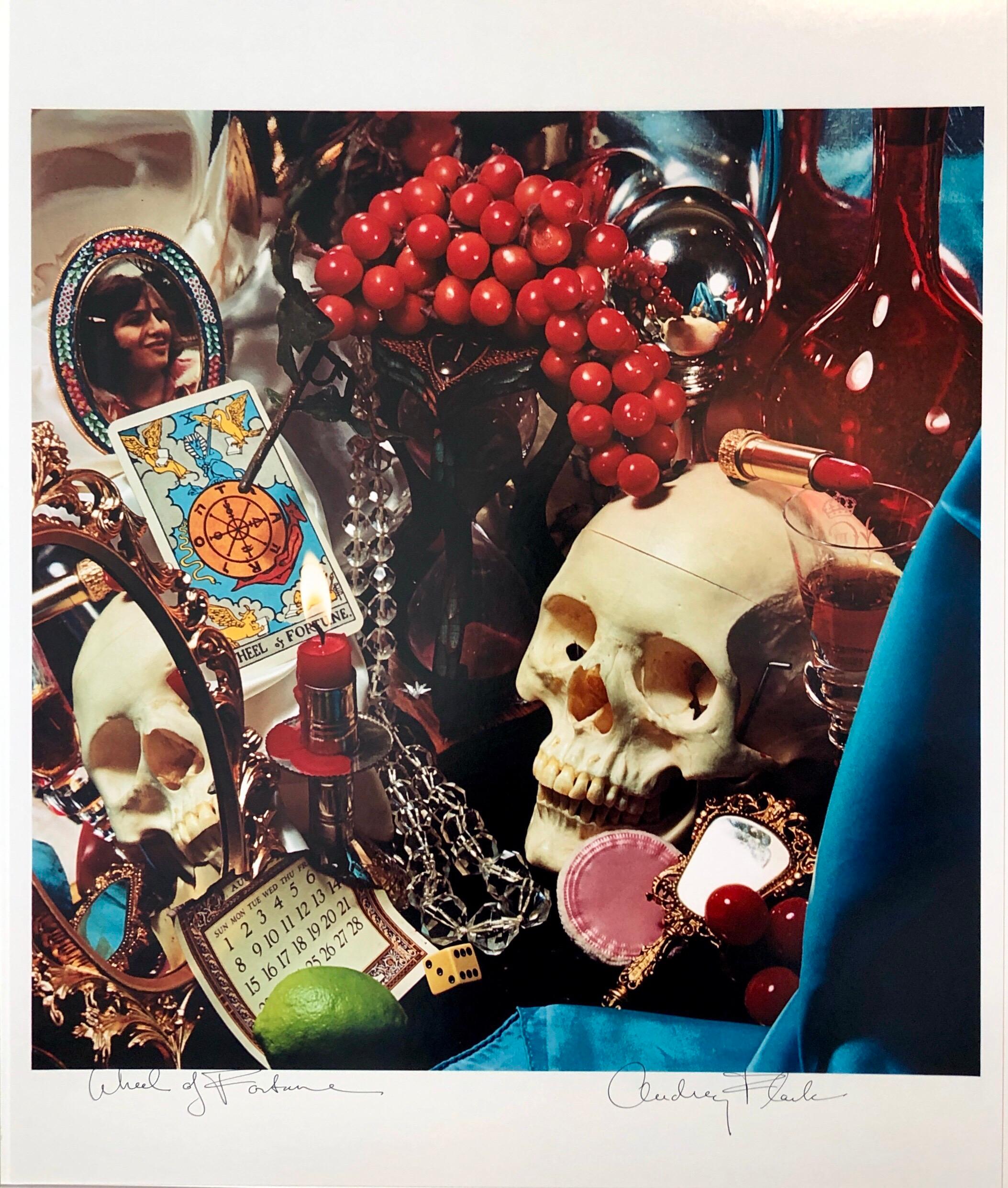 Pop Art Color Photograph Dye Transfer Print Audrey Flack Tarot Card, Skull Photo 3
