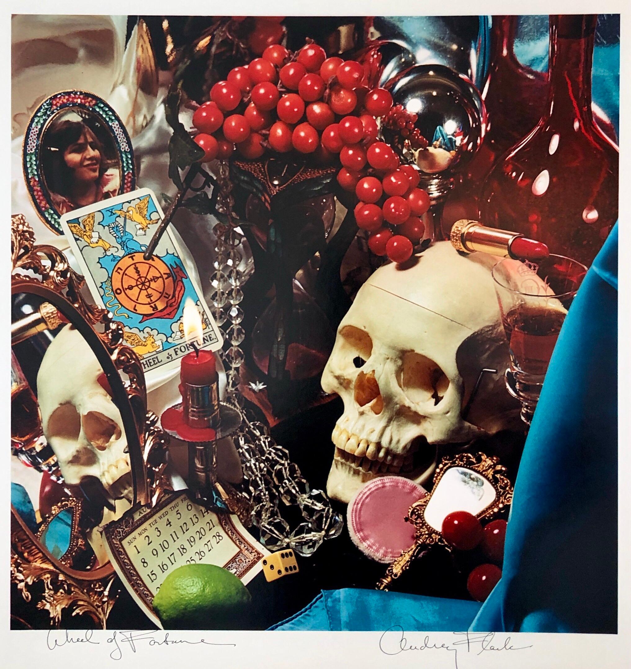 Pop Art Color Photograph Dye Transfer Print Audrey Flack Tarot Card, Skull Photo