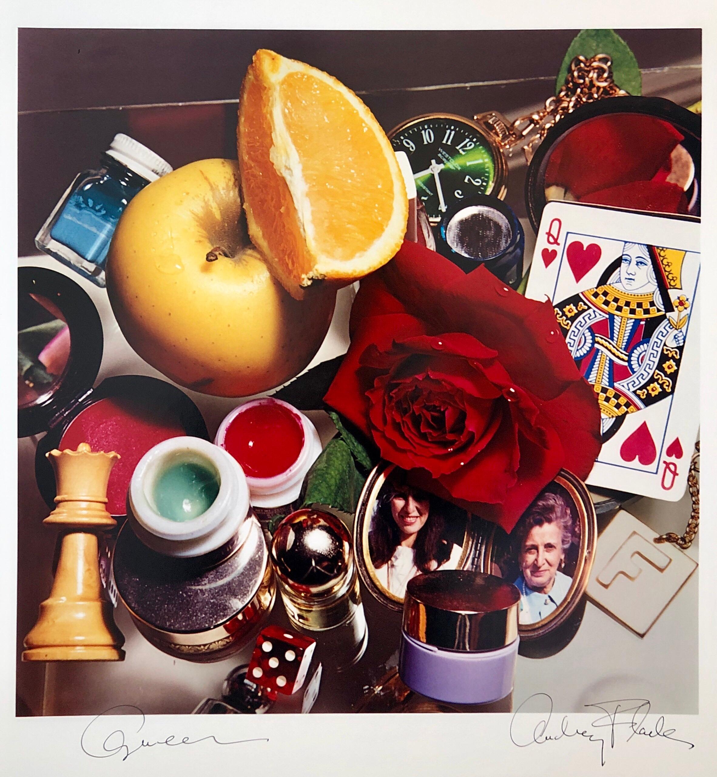 Hand signed and titled in ink by the artist from edition of 50 (plus proofs). Color Photo printed at CVI Lab by master printer Guy Stricherz. Published by Prestige Art Ltd. From the color saturated 1980's. "Queen" featuring a red rose, paint, a