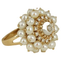 Moi Audrey Gold and Pearl Cluster Ring