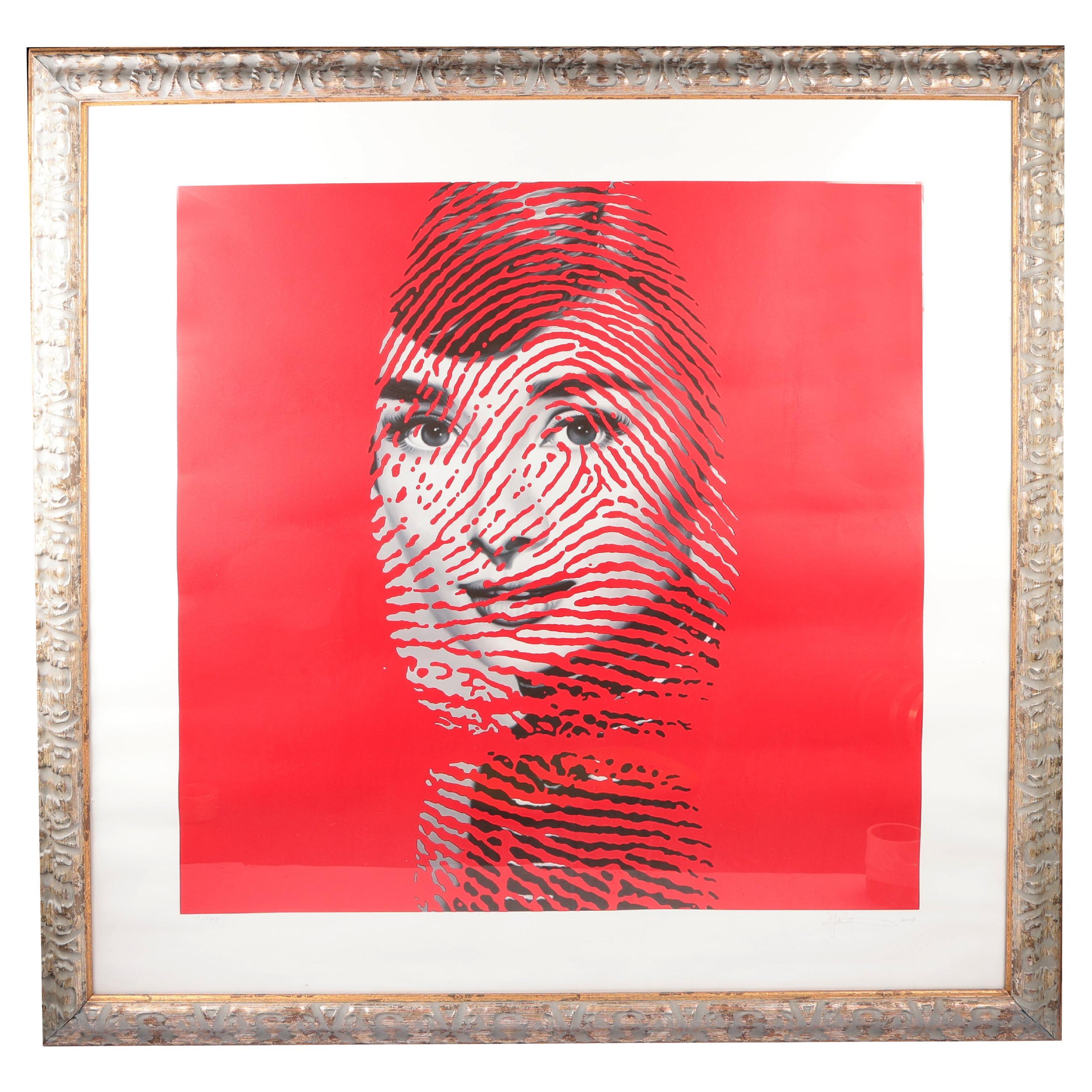 Audrey Hepburn Fingerabdruck Portrait Pop Art gerahmt Zou Cao im Angebot