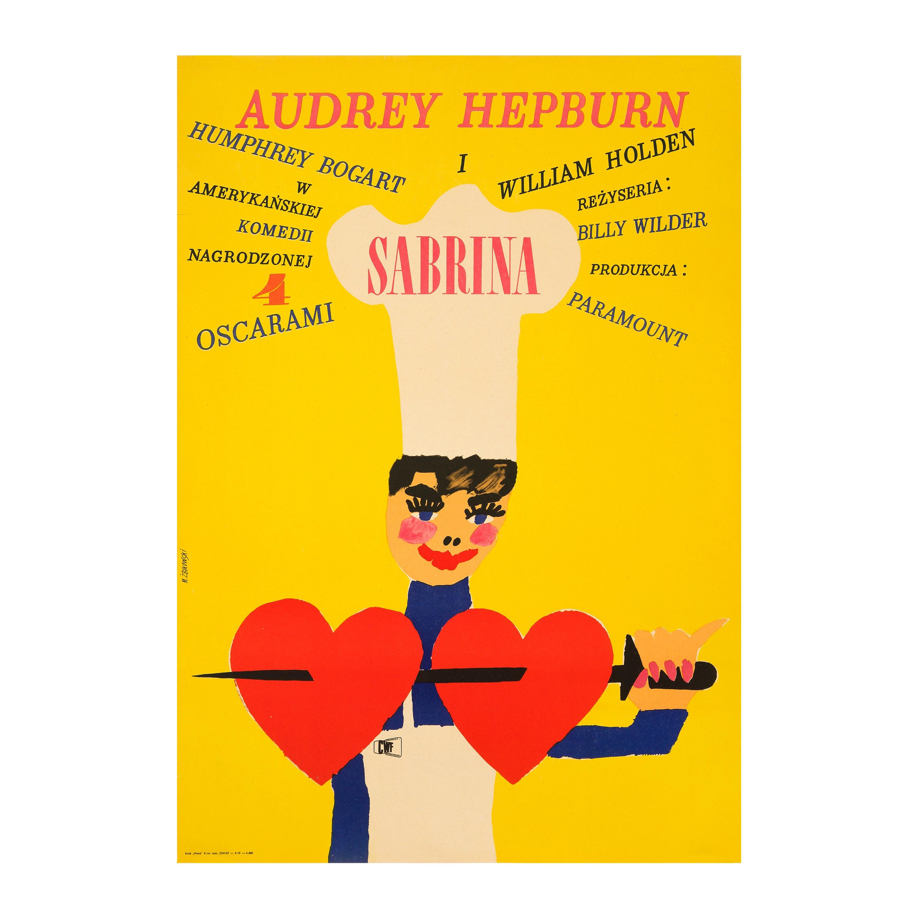 Audrey Hepburn 'Sabrina' Original Vintage Movie Poster, Polish, 1967