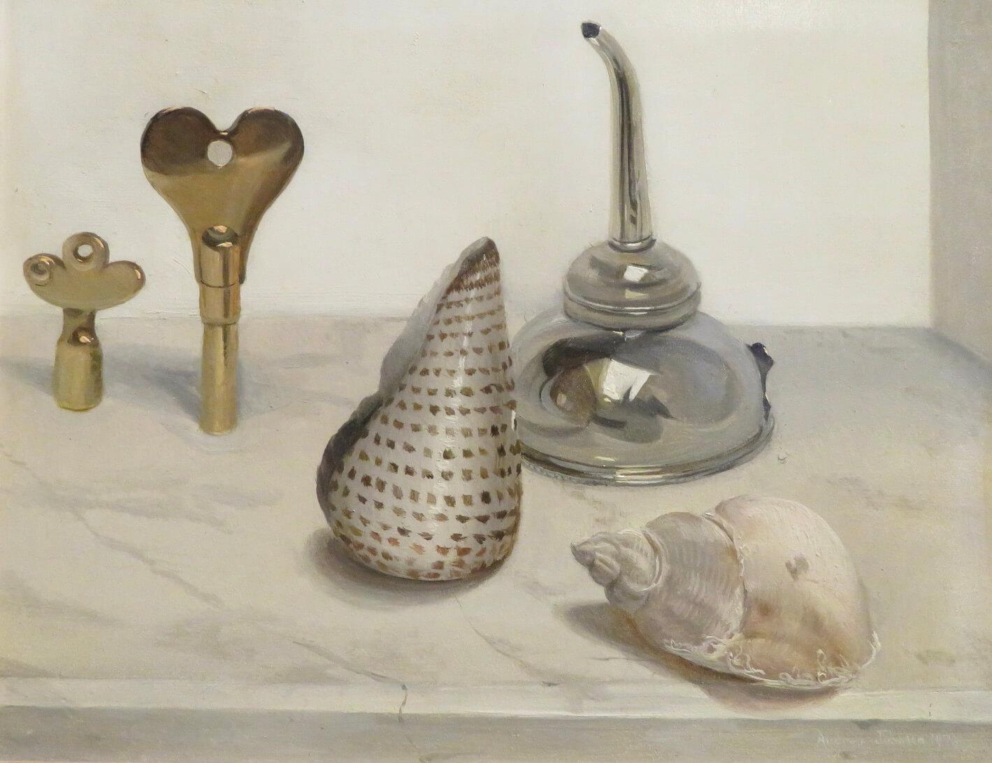 Wunderschönes realistisches Stillleben Ölgemälde der englischen Malerin Audrey Johnson – Painting von Audrey Johnson 