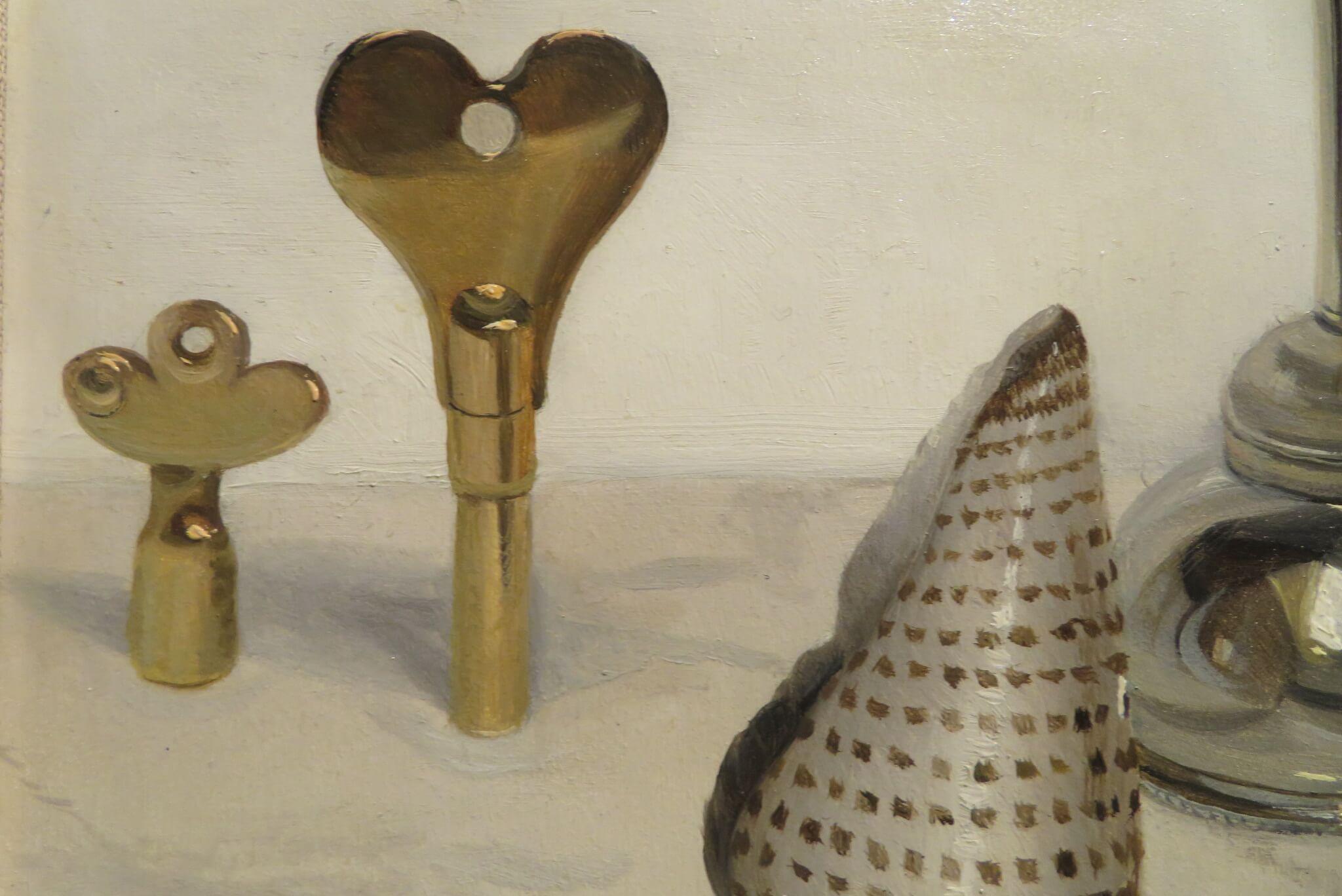 Wunderschönes realistisches Stillleben Ölgemälde der englischen Malerin Audrey Johnson (Braun), Interior Painting, von Audrey Johnson 