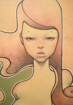 'Strings" contemporary painting on wood by Audrey Kawasaki