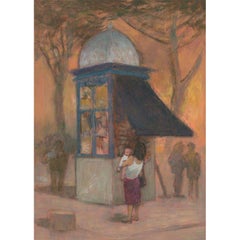 Audrey Lanceman (b.1931) - 20th Century Oil, Sunset at the Kiosk