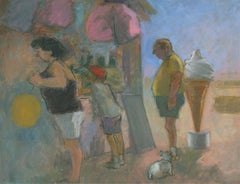 Audrey Lanceman (née en 1931) - 20e siècle Huile, The Ice Cream Stall