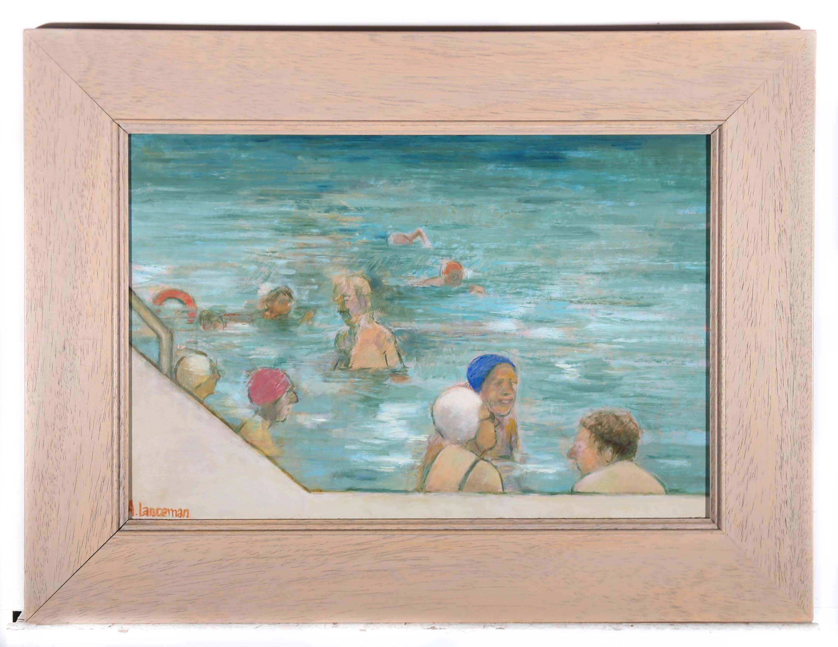 Audrey Lanceman (b.1931) - 20th Century Oil, The Swimming Pool 1