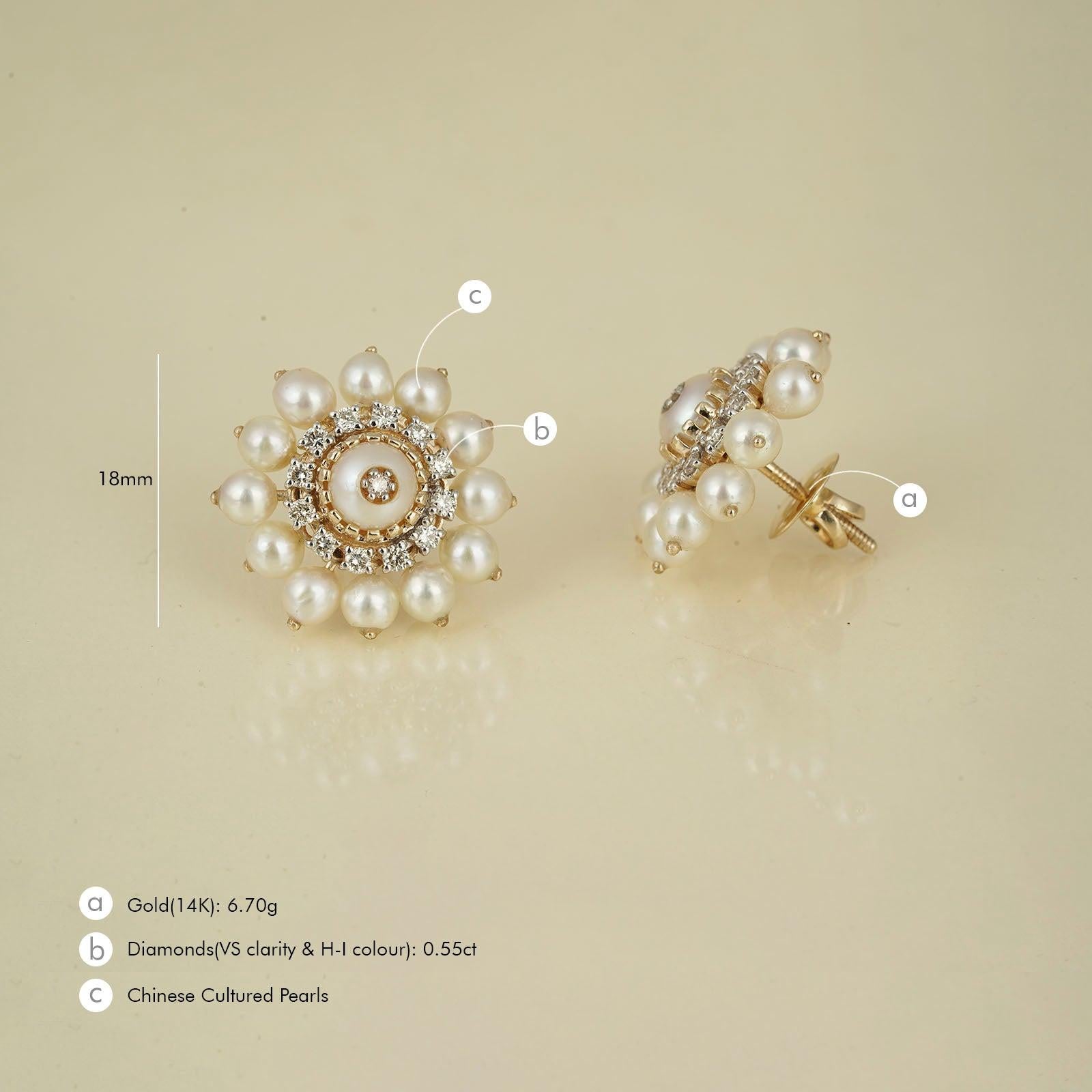 Boucles d'oreilles Moi Audrey en diamant et perle Neuf - En vente à Lawrenceville, GA