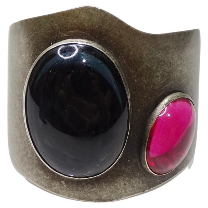 Audrey Schenk Silver Gemstone Cuff Bracelet