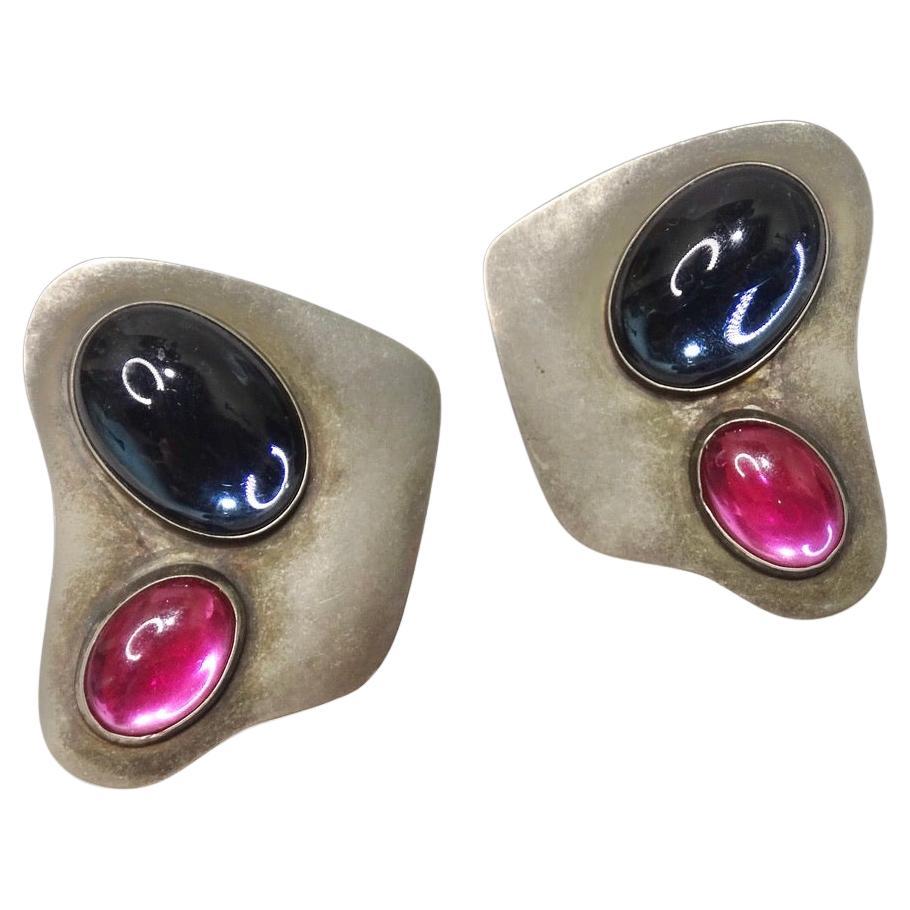 Audrey Schenk Silver Gemstone Earrings