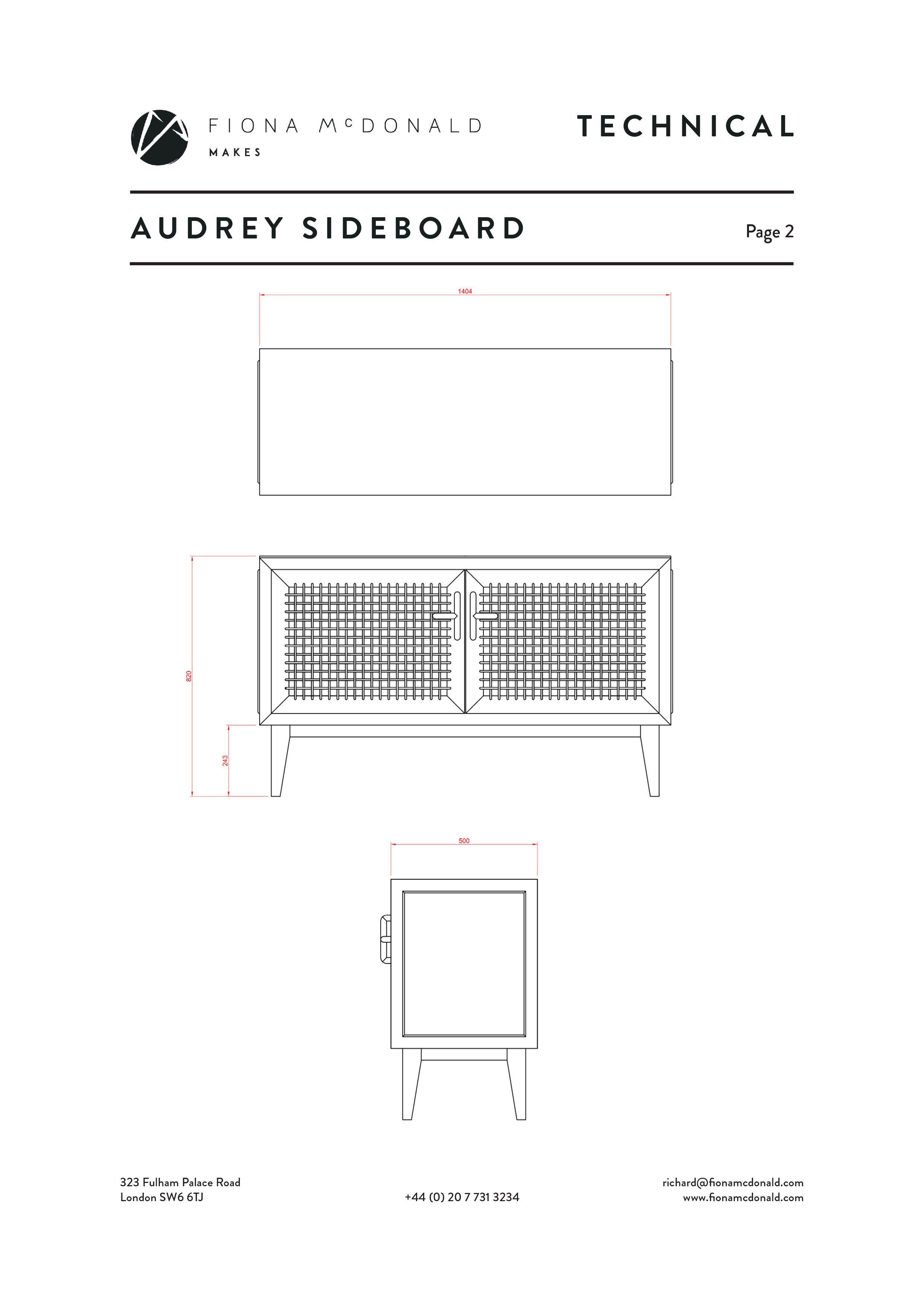 Contemporary Audrey Sideboard - Bespoke - Limed Oak with Seagrass Detail For Sale