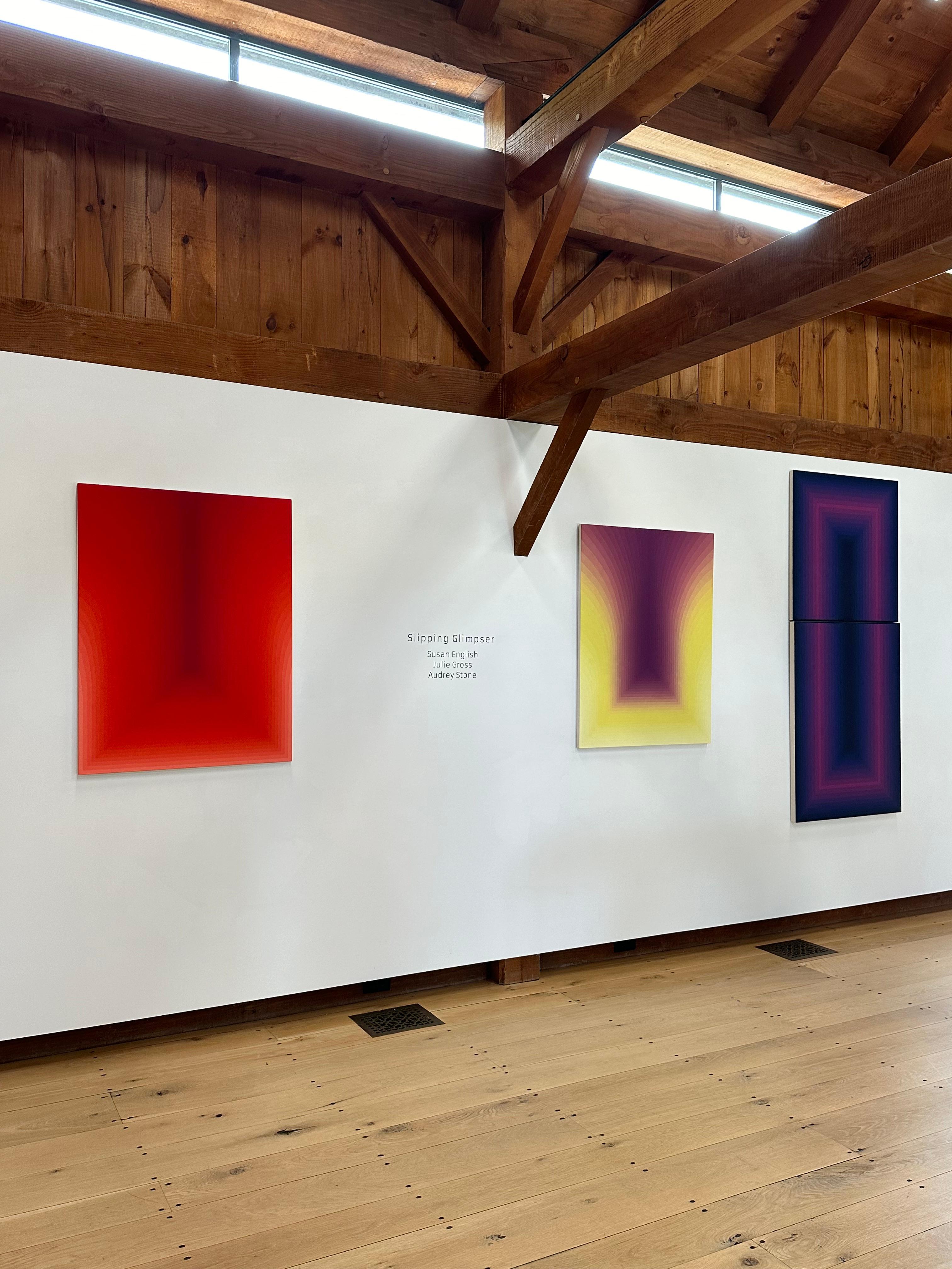 As If Four - Abstract Painting Gradient Curving Stripes Bright Coral Red, 2024 For Sale 2