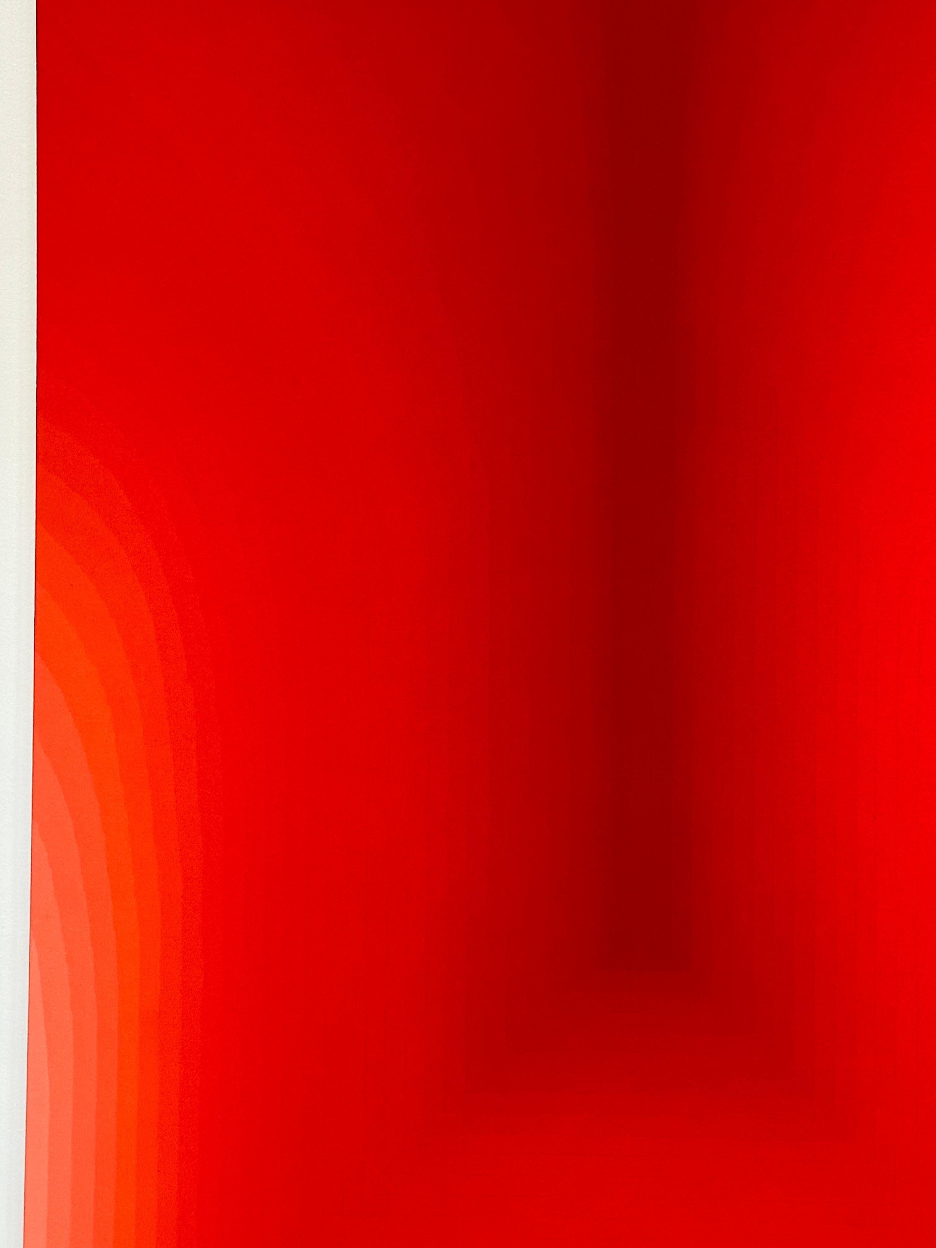 As If Four - Abstract Painting Gradient Curving Stripes Bright Coral Red, 2024 For Sale 4