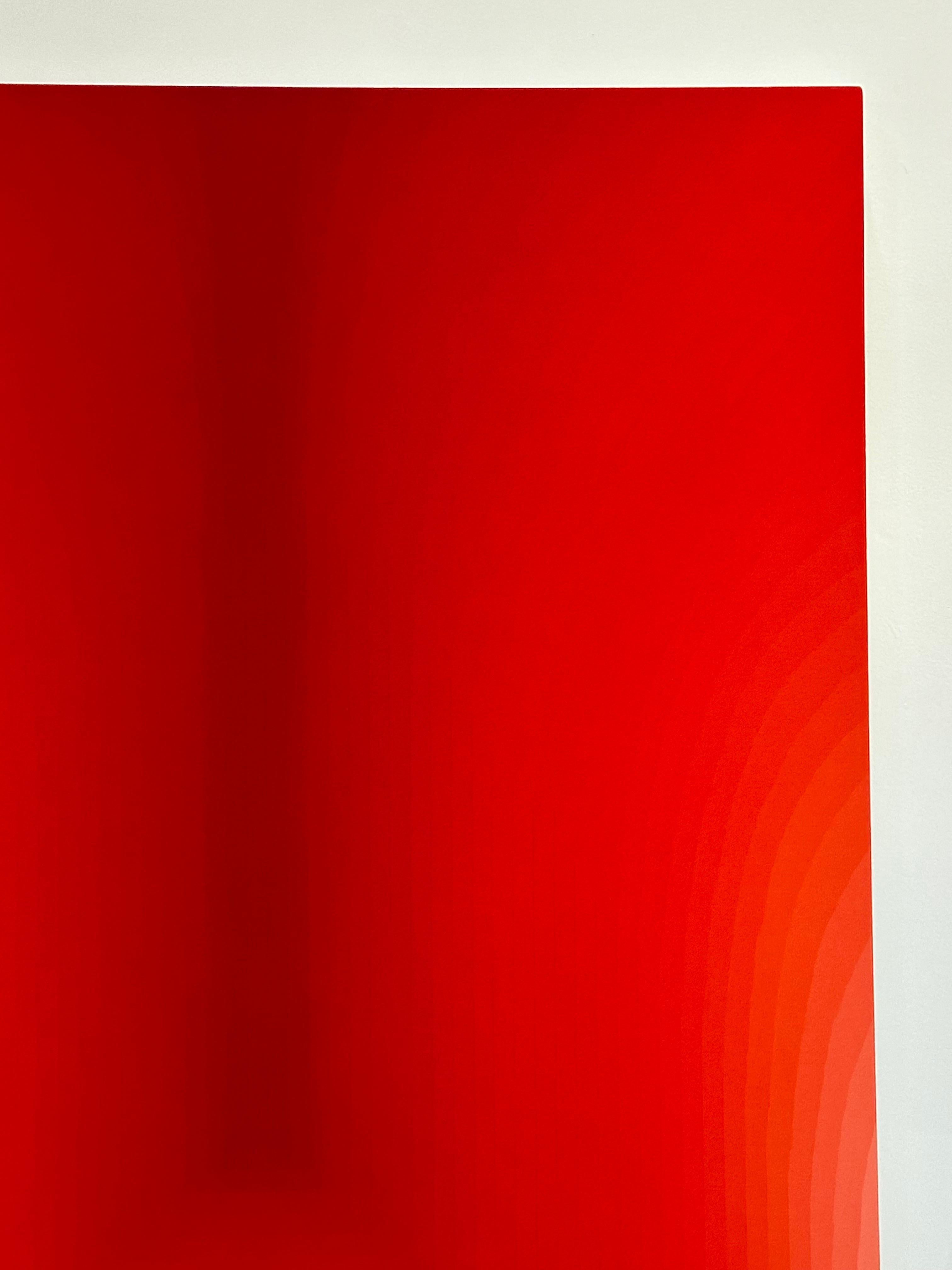 As If Four - Abstract Painting Gradient Curving Stripes Bright Coral Red, 2024 For Sale 8
