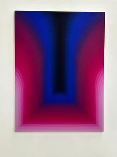 Come Se Tre - Pittura astratta Gradiente Strisce Curve Viola Magenta, 2024