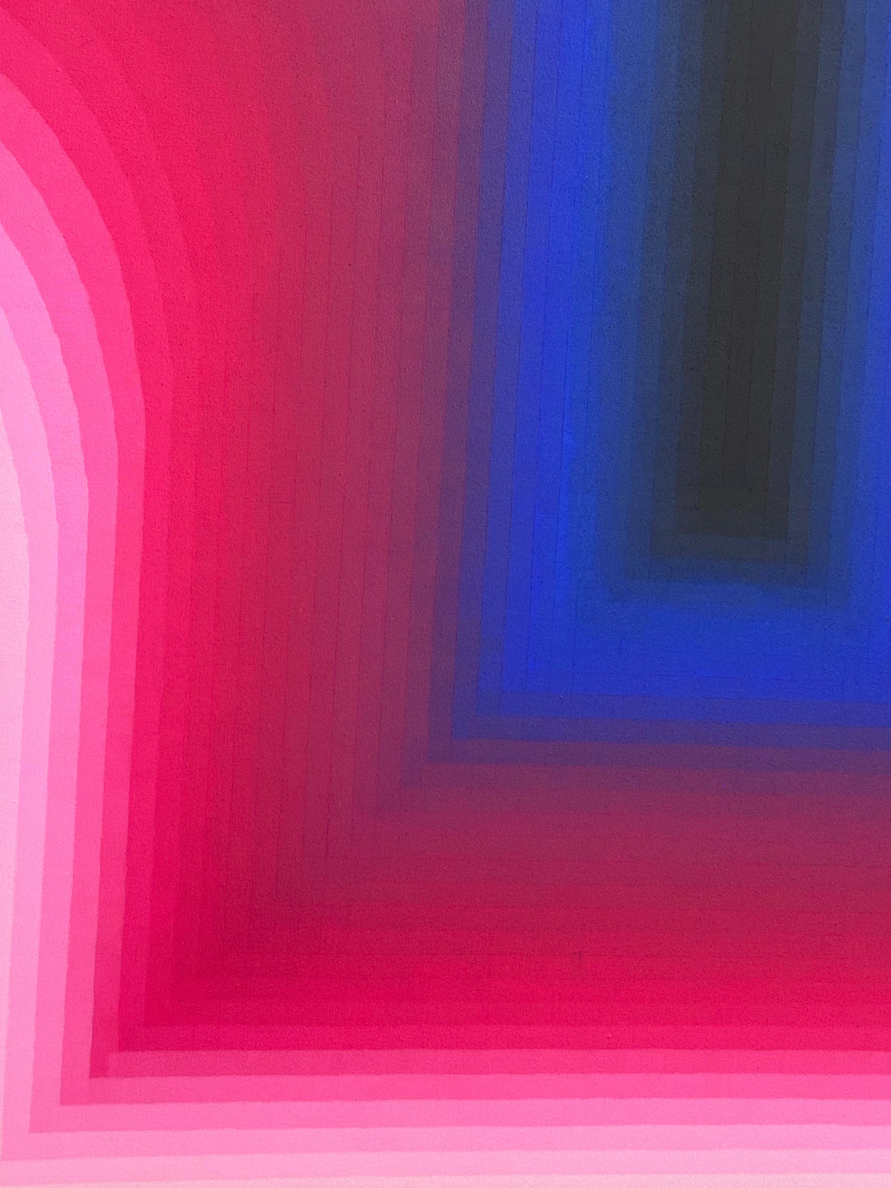 As If Three - Abstract Painting Gradient Curving Stripes Purple Magenta, 2024 For Sale 4