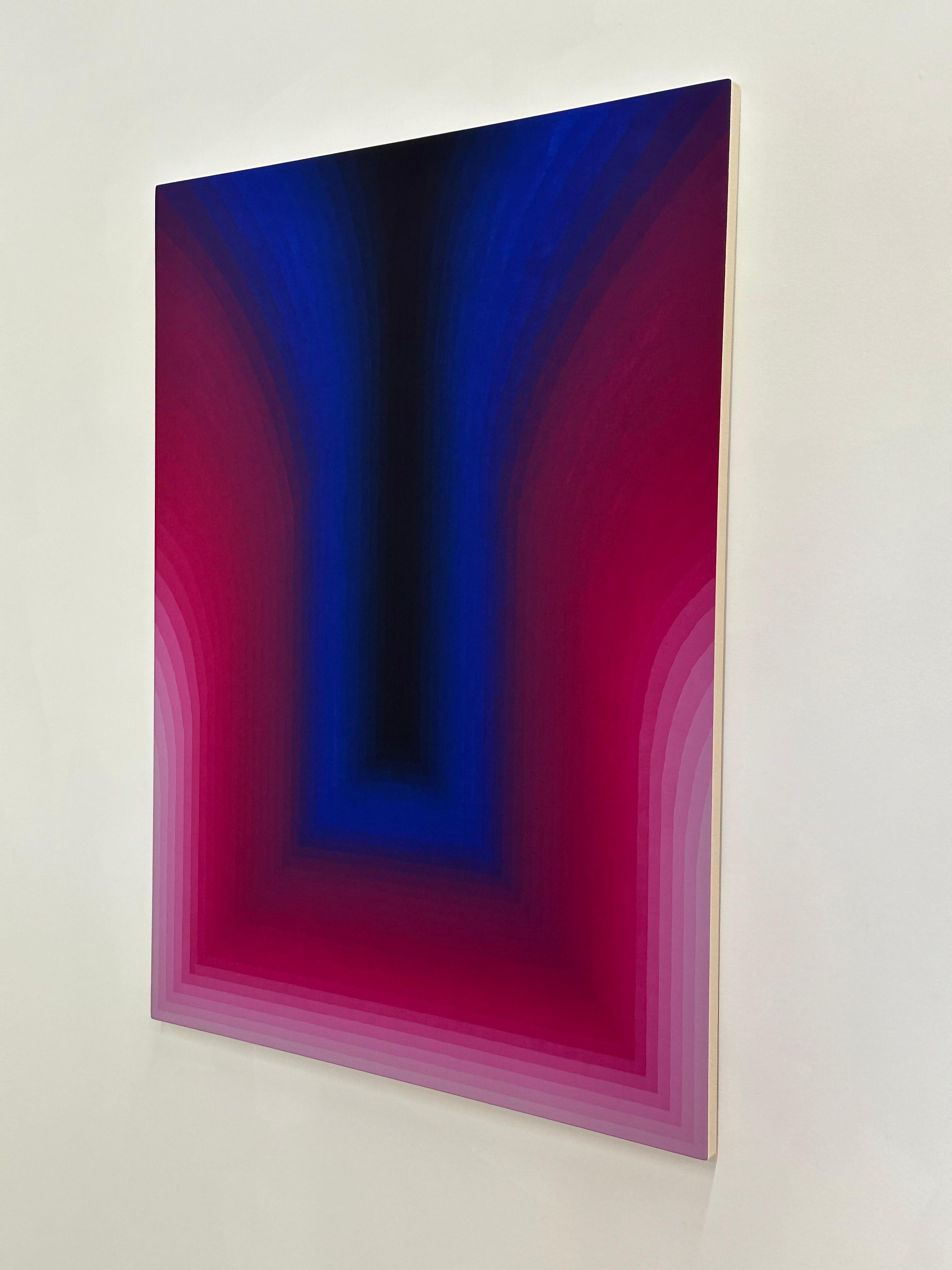 As If Three - Abstract Painting Gradient Curving Stripes Purple Magenta, 2024 For Sale 7