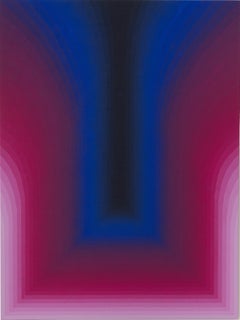 As If Three - Abstract Painting Gradient Curving Stripes Purple Magenta, 2024