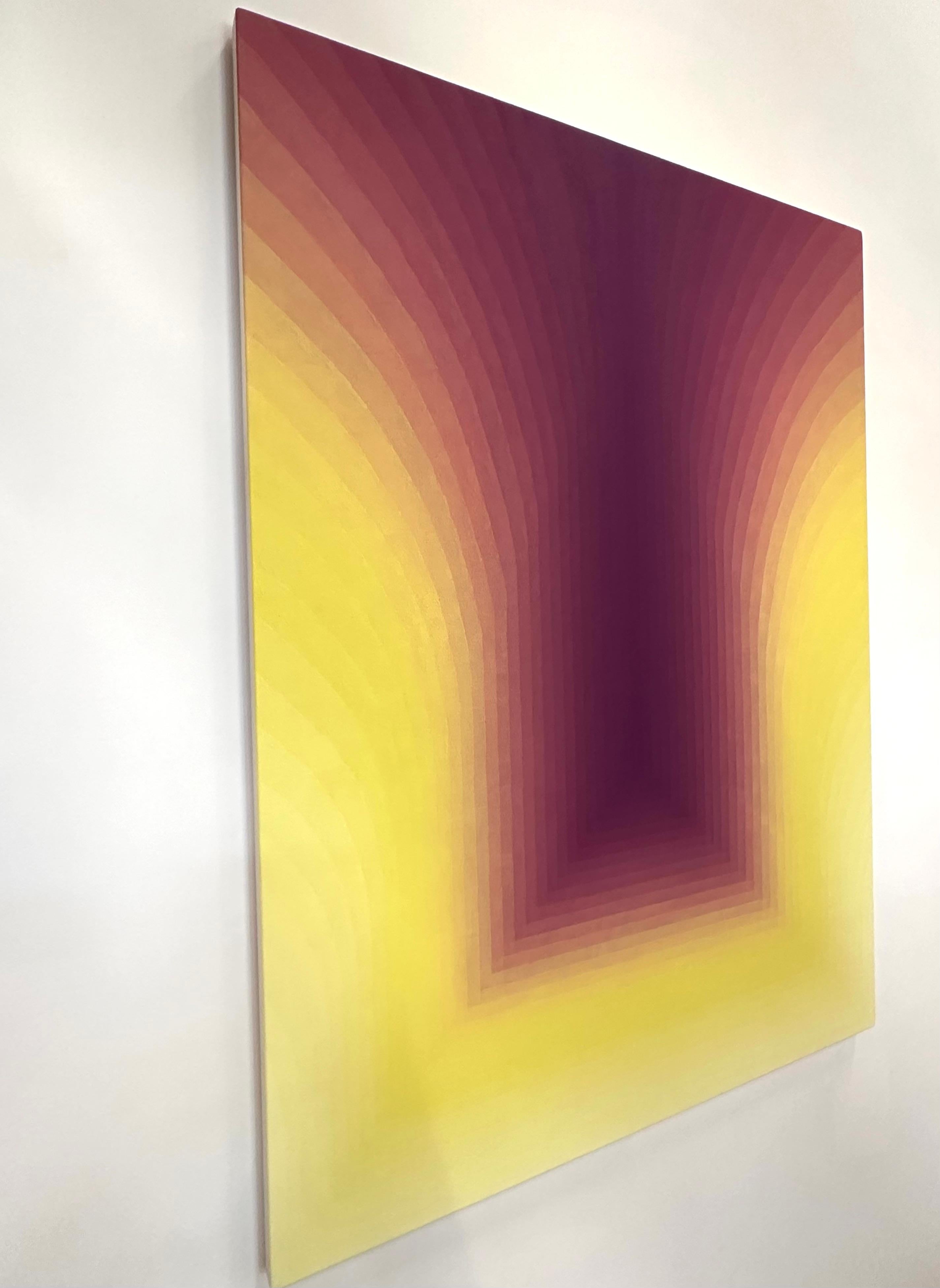 As If Two - Abstract Painting Gradient Curving Stripes Purple Yellow, 2024 For Sale 9