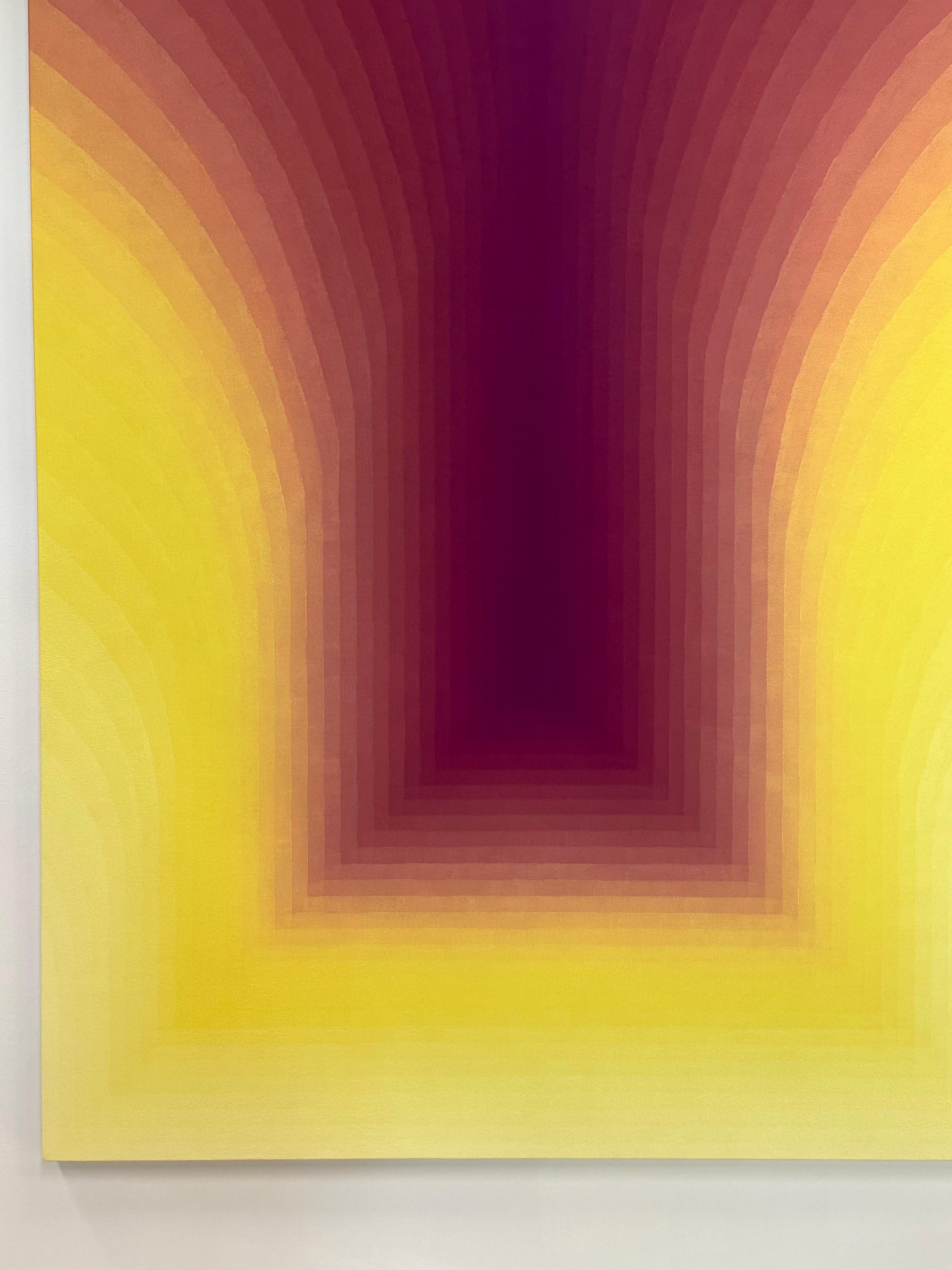As If Two - Abstract Painting Gradient Curving Stripes Purple Yellow, 2024 For Sale 5