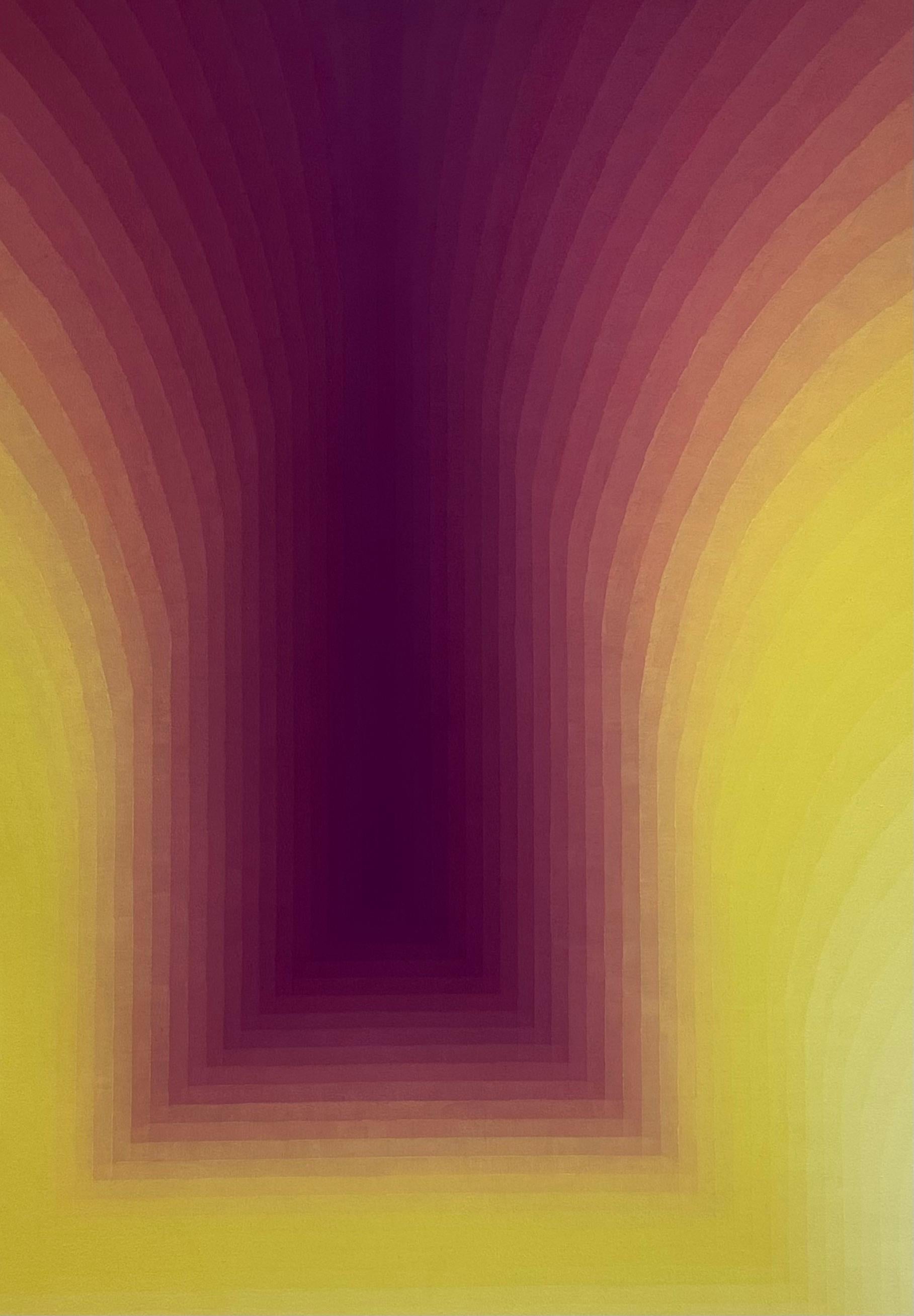 As If Two - Abstract Painting Gradient Curving Stripes Purple Yellow, 2024 For Sale 6