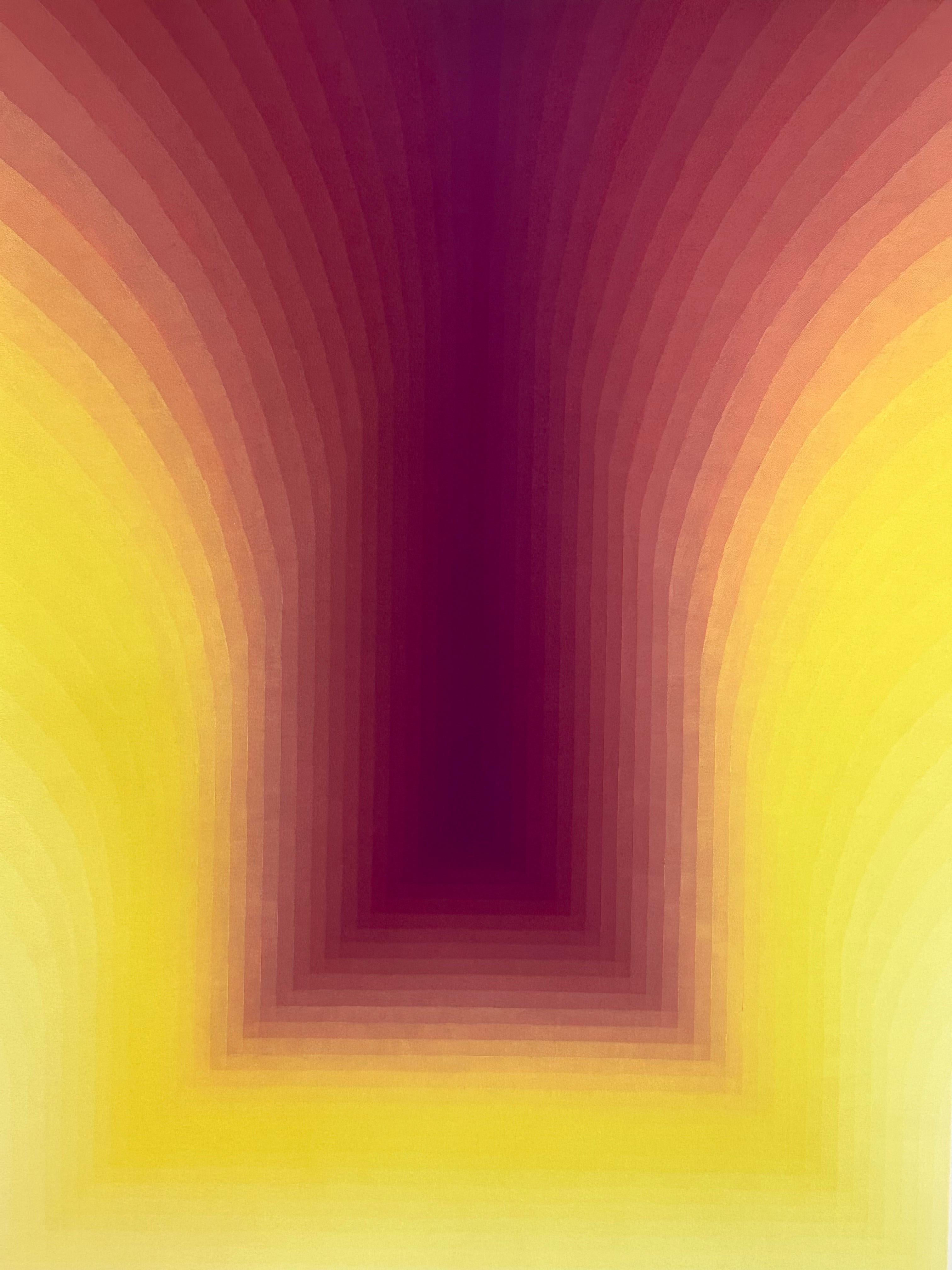 As If Two - Abstract Painting Gradient Curving Stripes Purple Yellow, 2024 For Sale 8