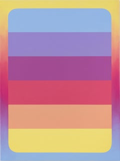 By Six, Vertical Abstract Painting, Stripes, Pink, Yellow, Orange, Violet Blue