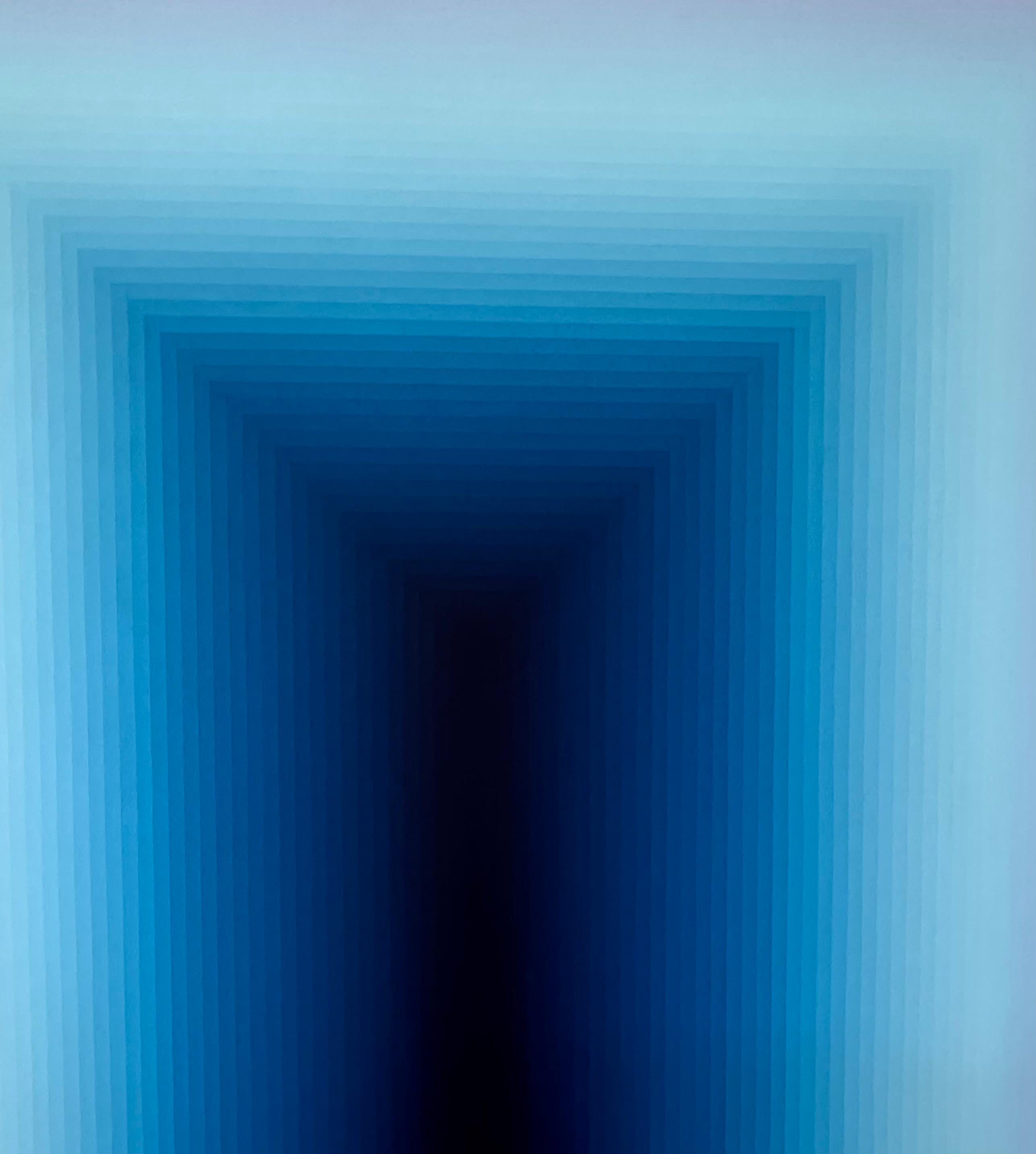 Close Again, Blue Gradient Stripes, Cobalt, Lapis, Sky Blue - Contemporary Painting by Audrey Stone