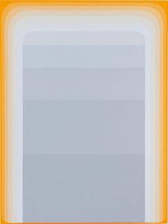 Coast To Coast Two, Abstract Painting, Stripes in Shades of Gray, Orange, White