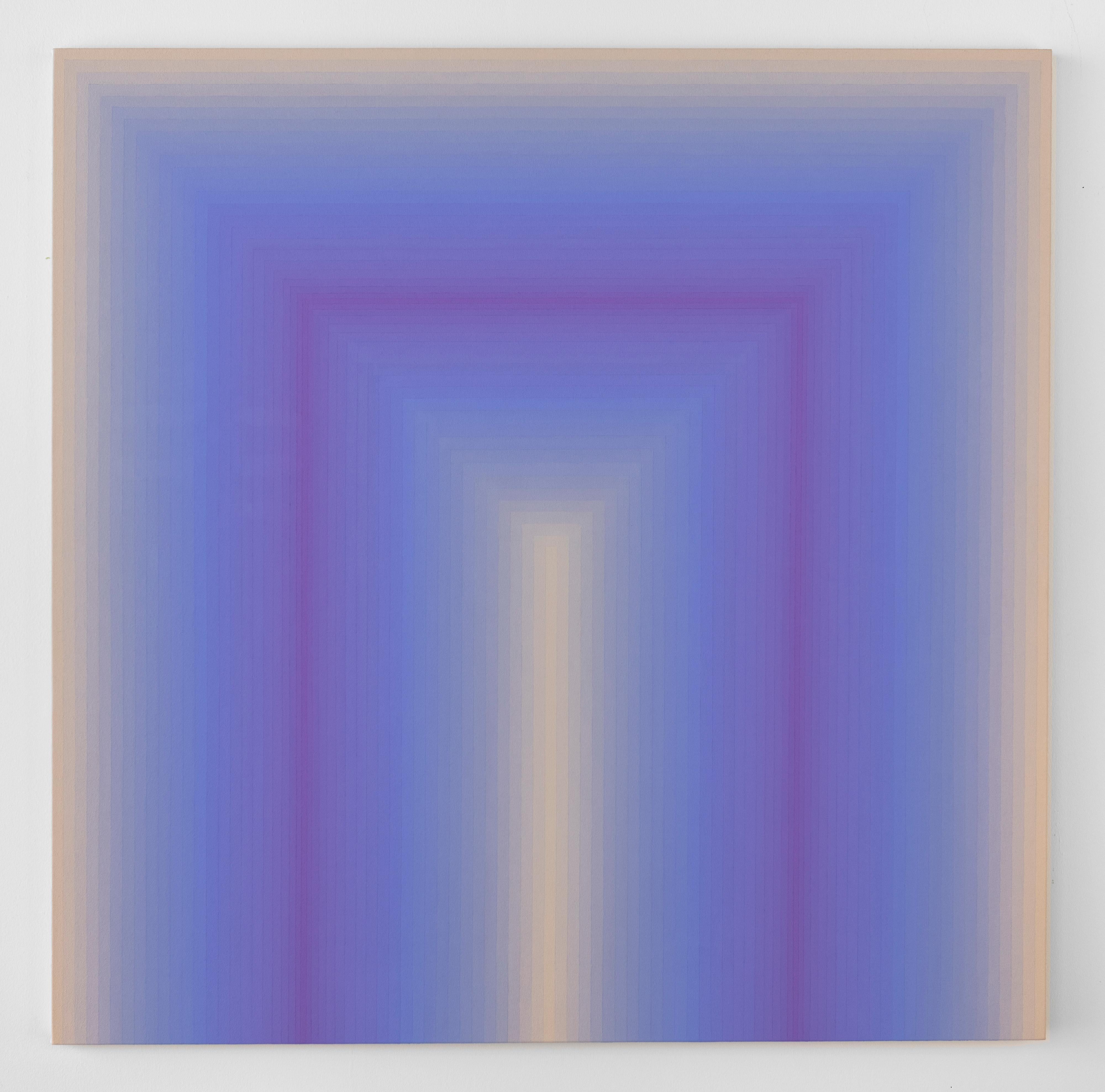 Acércate - Rayas abstractas contemporáneas degradadas Lila Lavanda Púrpura, 2020 en venta 12
