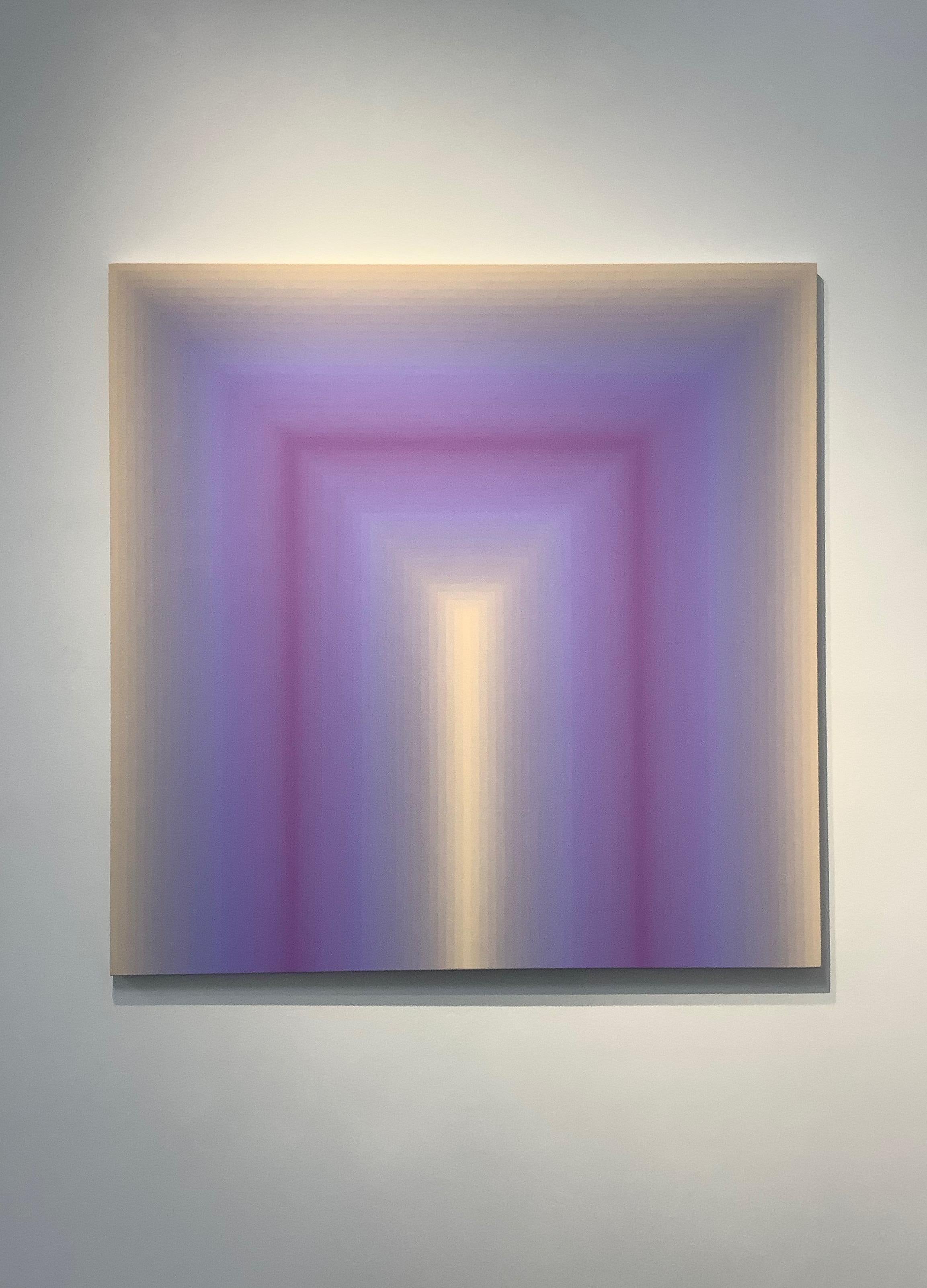 Acércate - Rayas abstractas contemporáneas degradadas Lila Lavanda Púrpura, 2020 - Painting de Audrey Stone