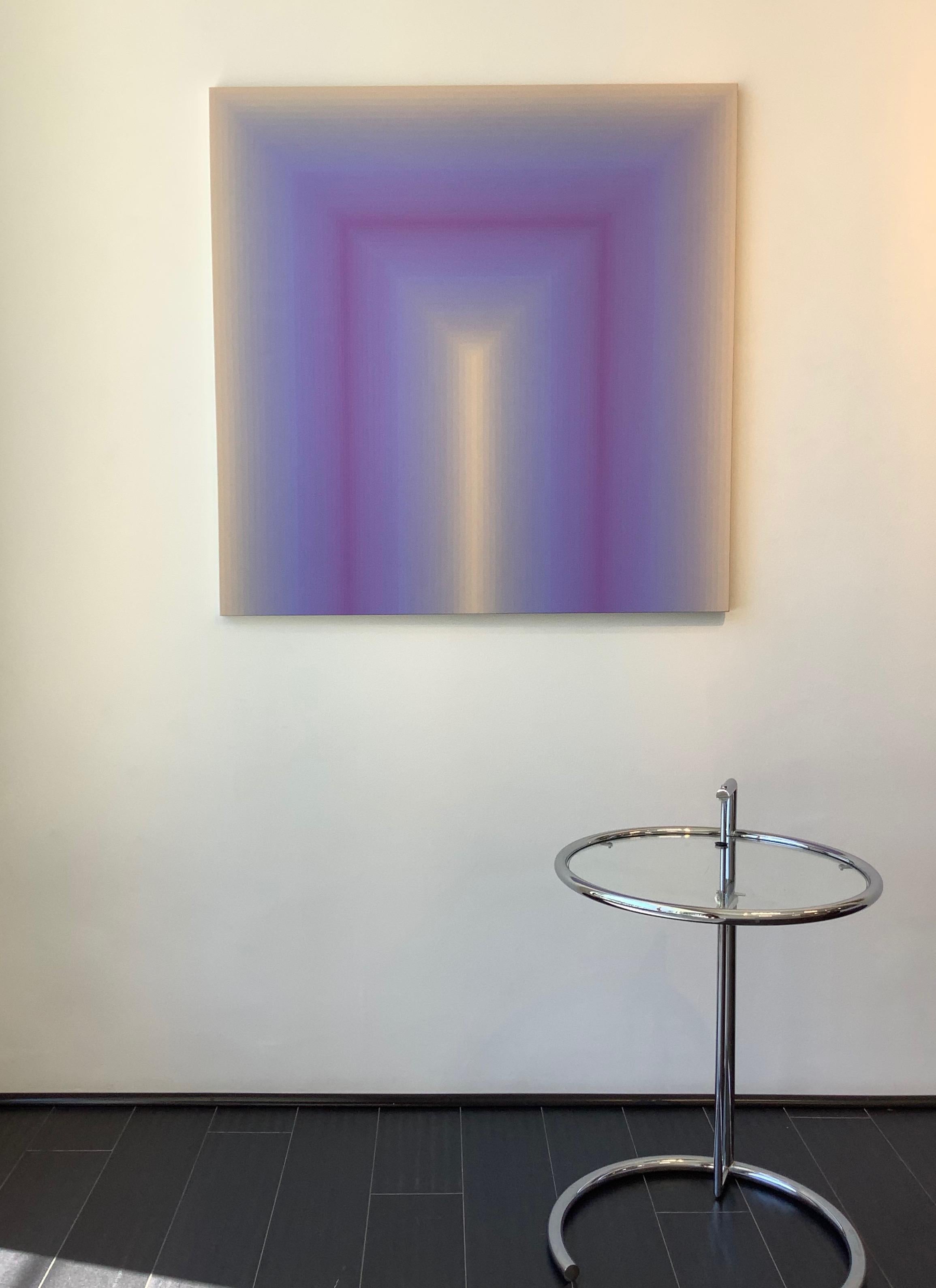Acércate - Rayas abstractas contemporáneas degradadas Lila Lavanda Púrpura, 2020 - Painting Contemporáneo de Audrey Stone