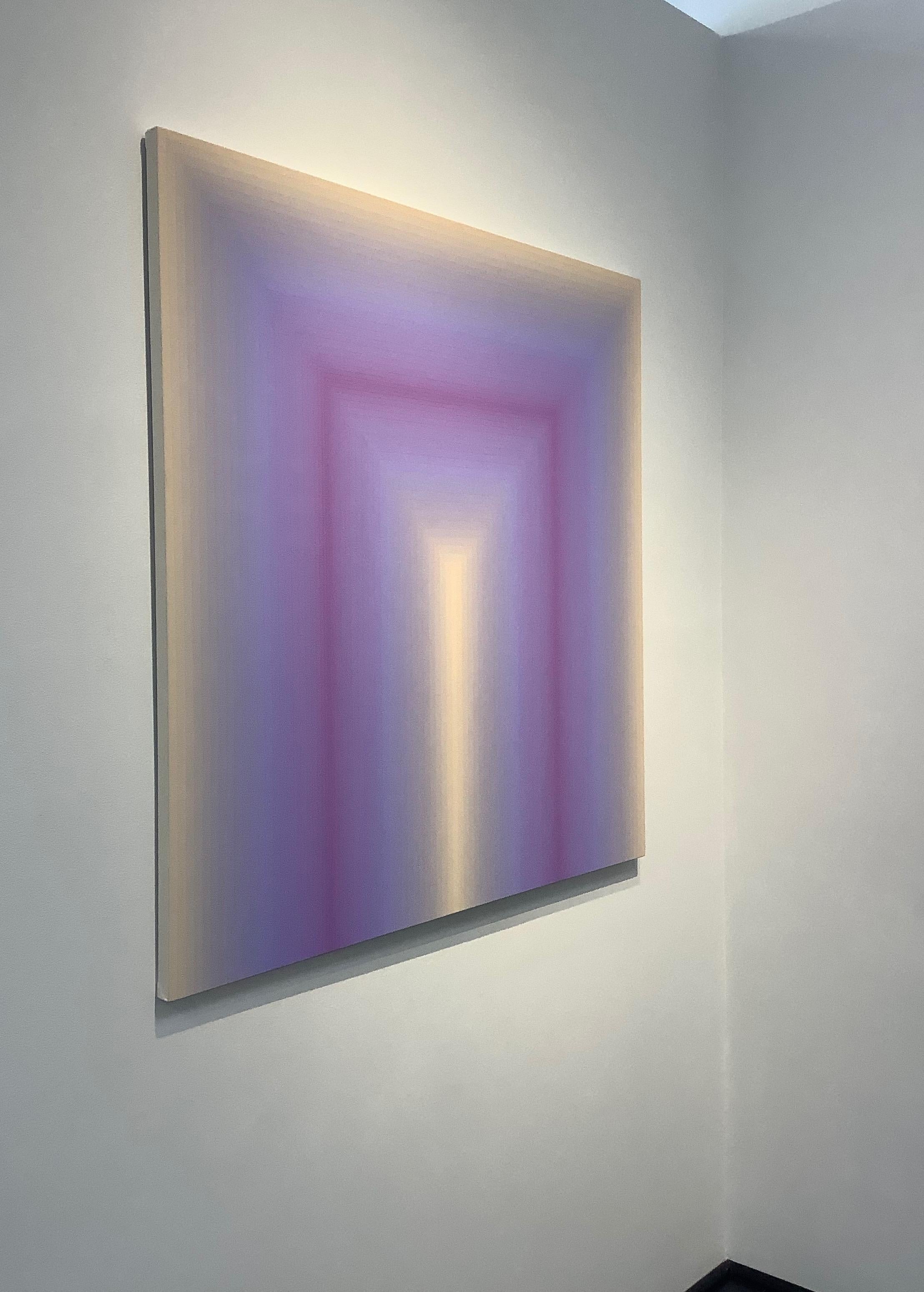 Acércate - Rayas abstractas contemporáneas degradadas Lila Lavanda Púrpura, 2020 en venta 2